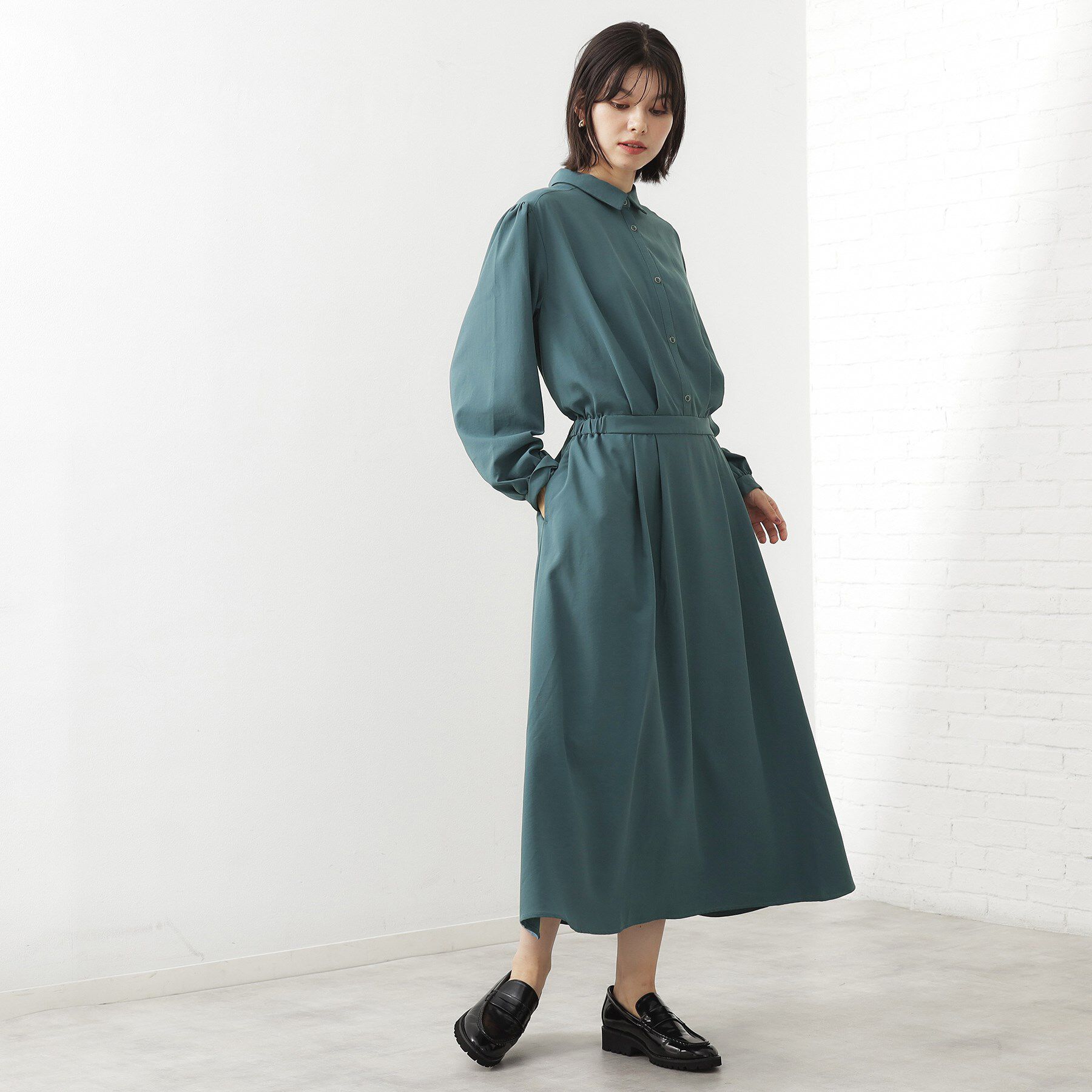 THE SHOP TK「【春まで着られる】フィット＆フレア長袖ワンピース」|ワンピース|