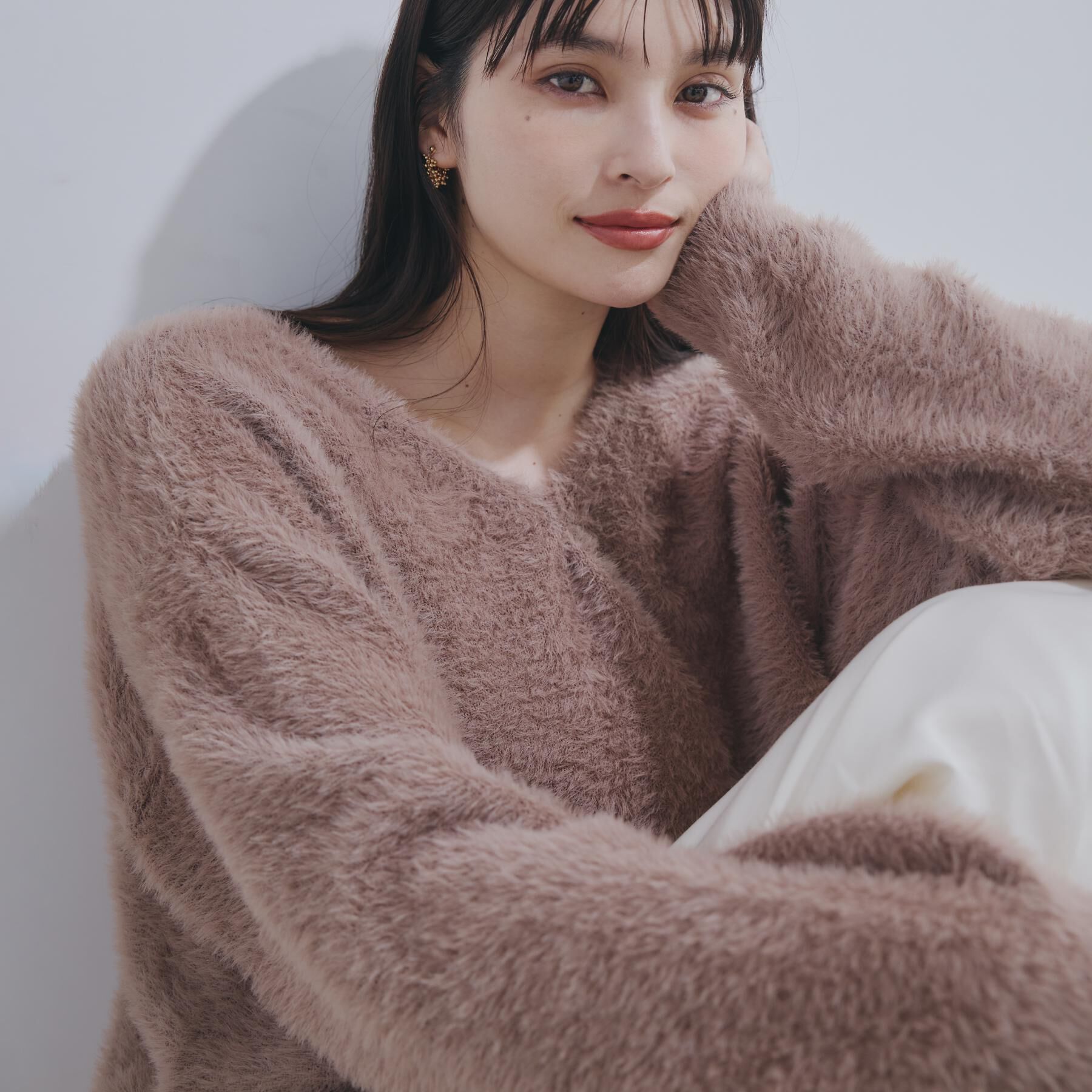 THE SHOP TK「【華やかで柔らか】ふわふわフェザーニット/洗える・前後2WAY」|ニット・セーター|ベージュ(052)