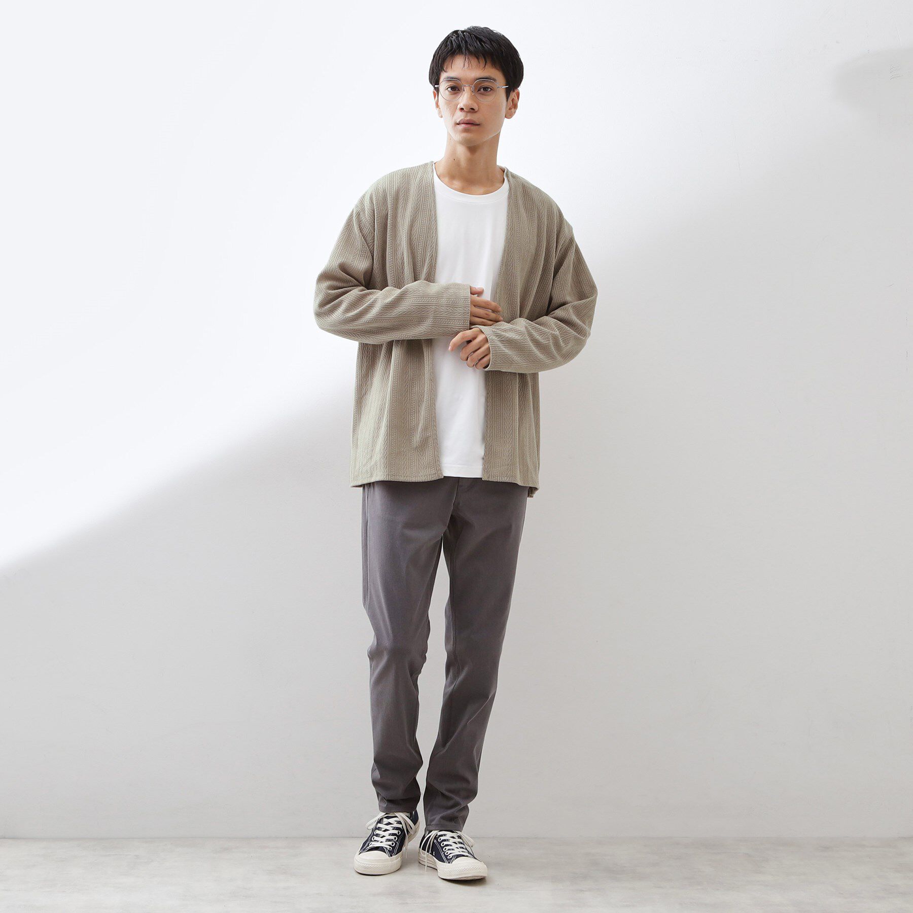 THE SHOP TK「【セットでお買い得！】モールニットカーディガン＋長袖Tシャツ　洗濯機OK/吸水速乾・毛玉になりにくい」|カーディガン|