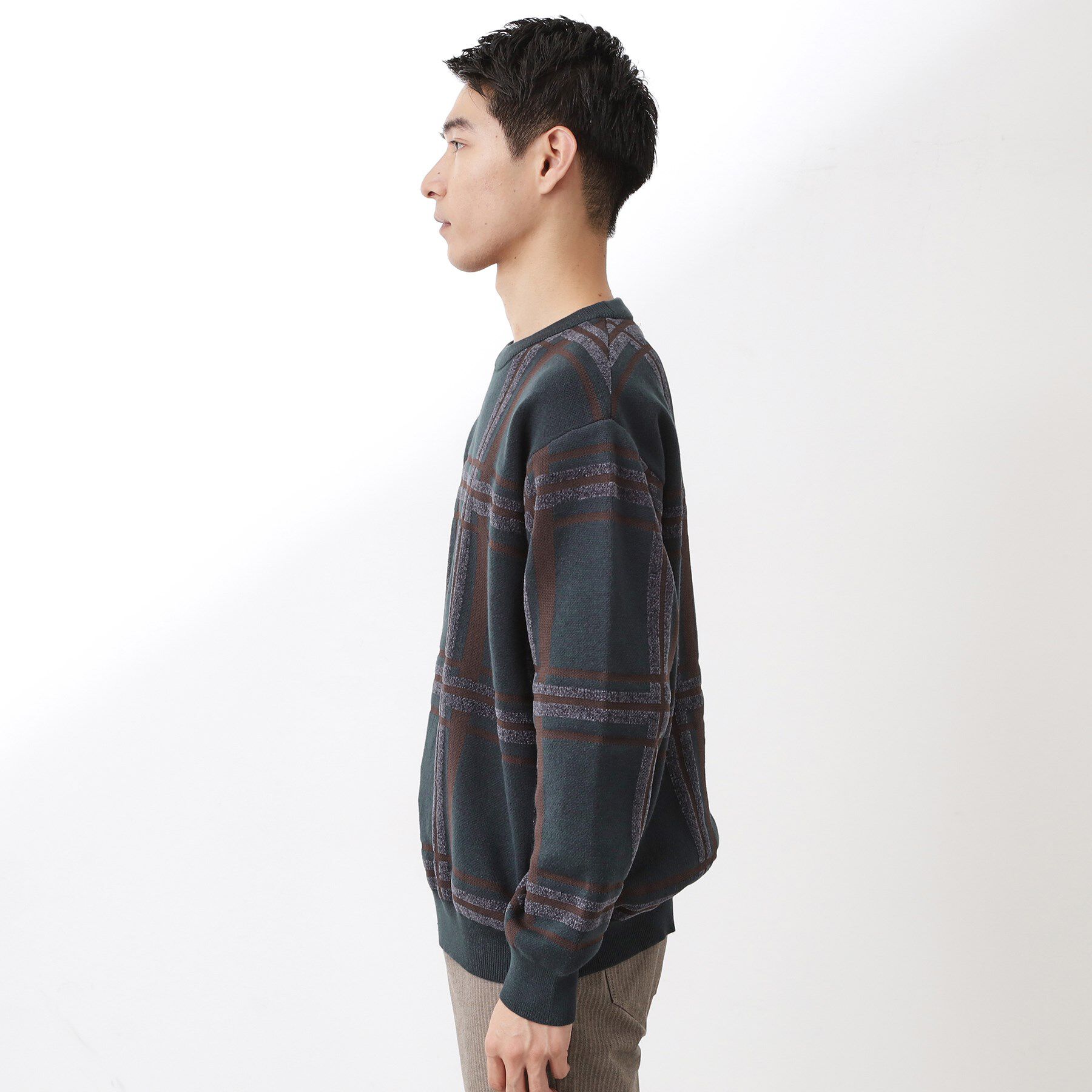 THE SHOP TK「チェックジャカードニット【洗濯機OK】」|ニット・セーター|