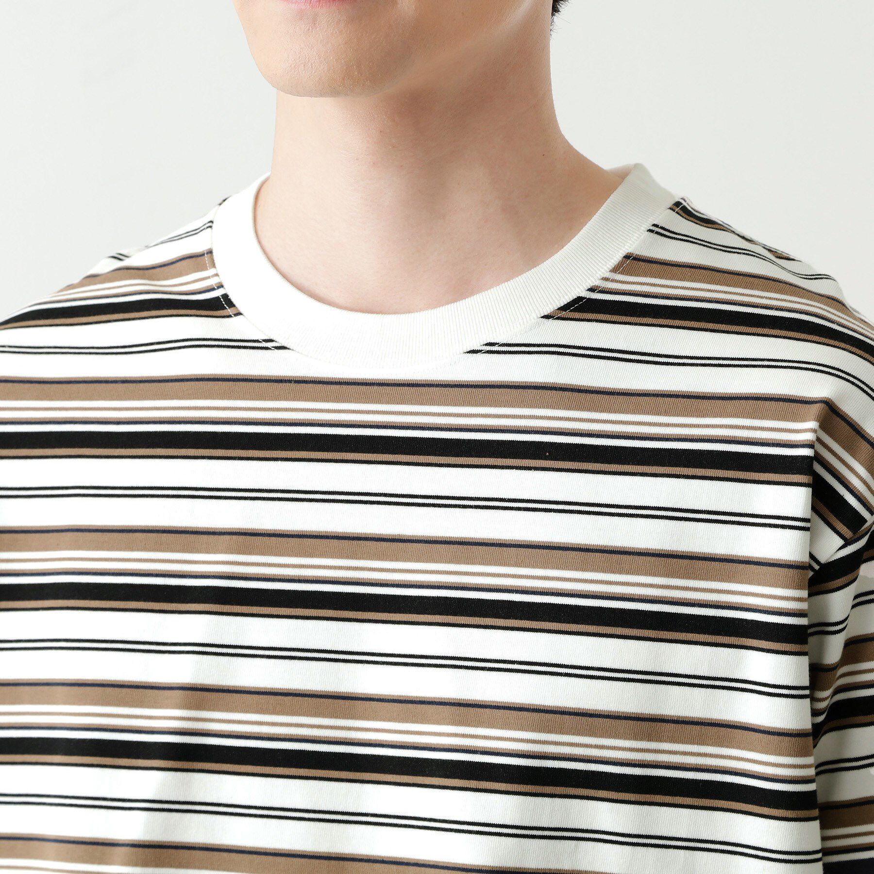 THE SHOP TK「ランダムボーダー長袖タフTシャツ 【洗濯機OK】」|Tシャツ・カットソー|