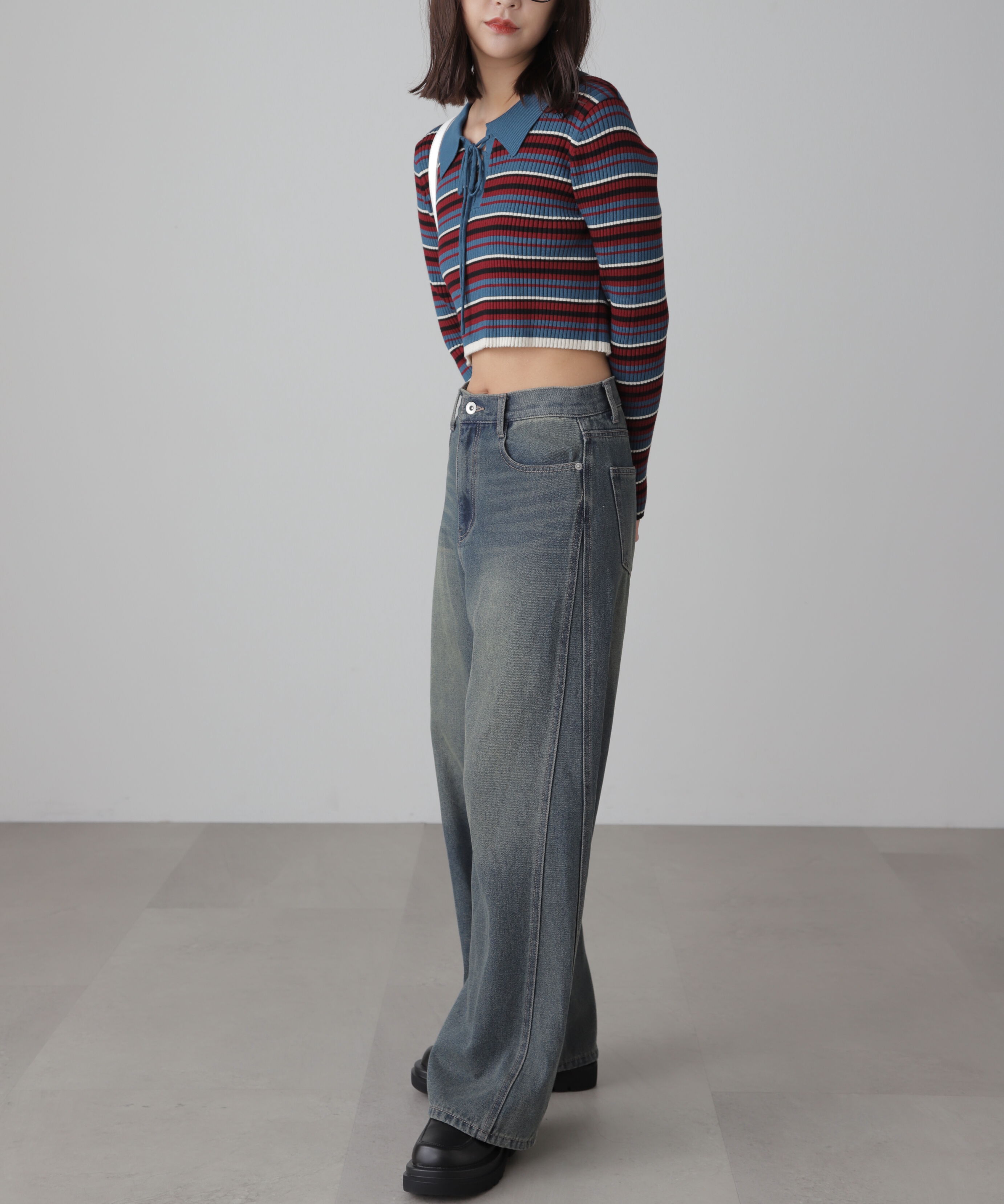  「[XS-Lサイズ展開]サイドパネルヴィンテージライクワイドデニム」|その他|