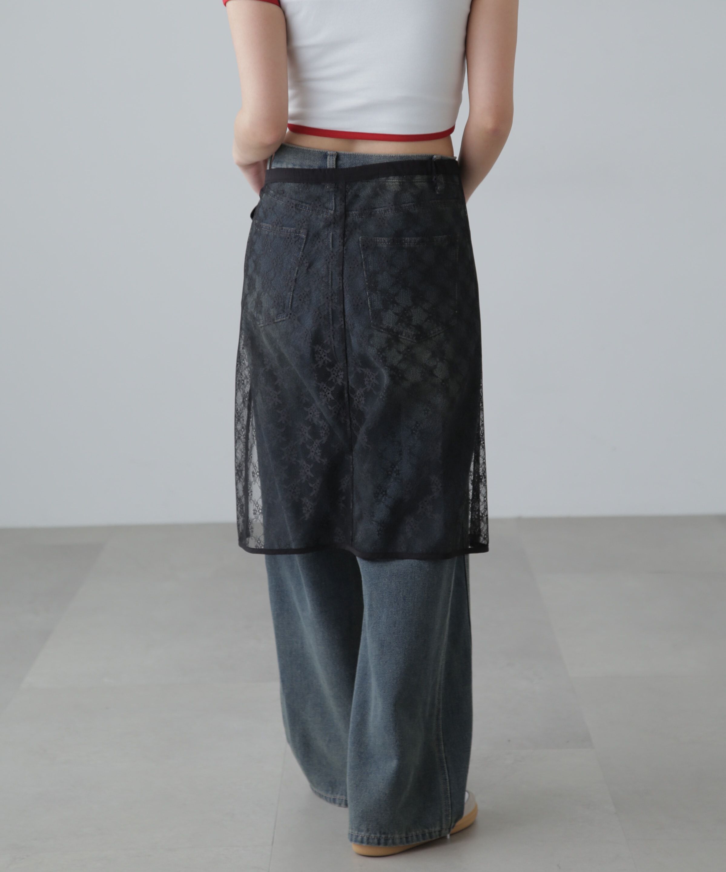  「レースラップレイヤードスカート」|スカート|