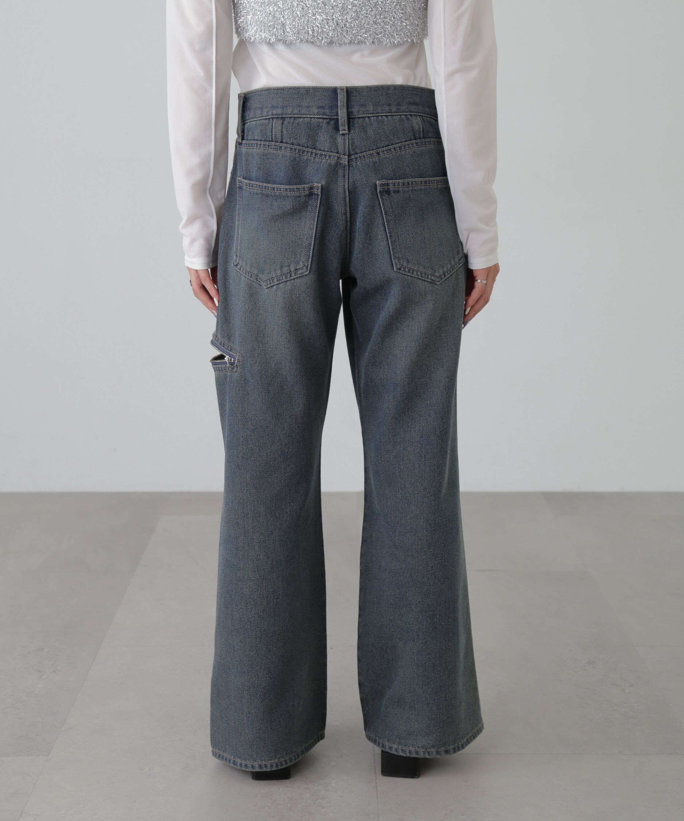  「ローライズパネルカットデニムパンツ」|その他|