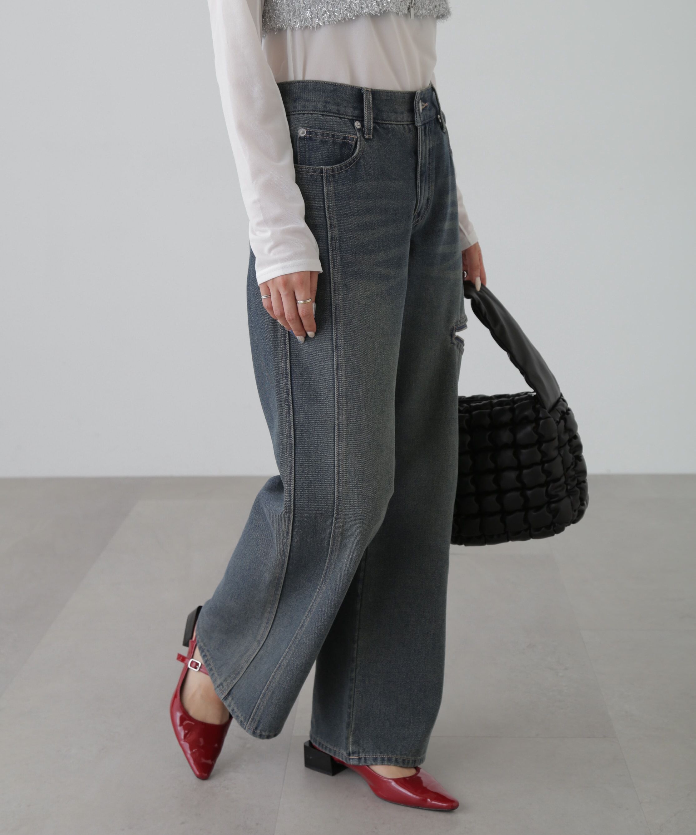  「ローライズパネルカットデニムパンツ」|その他|