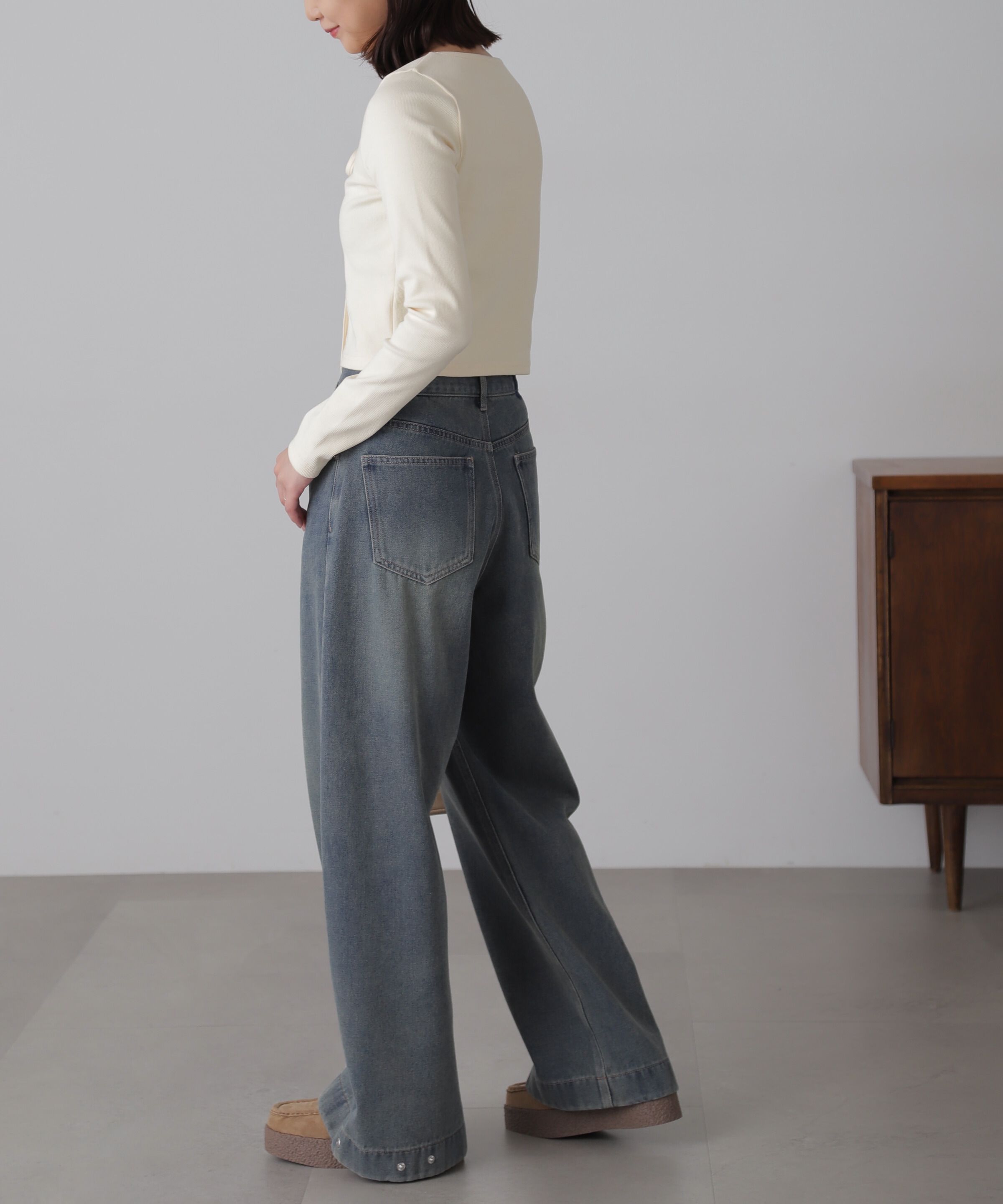  「裾ボタン2wayバギーデニムパンツ」|その他|