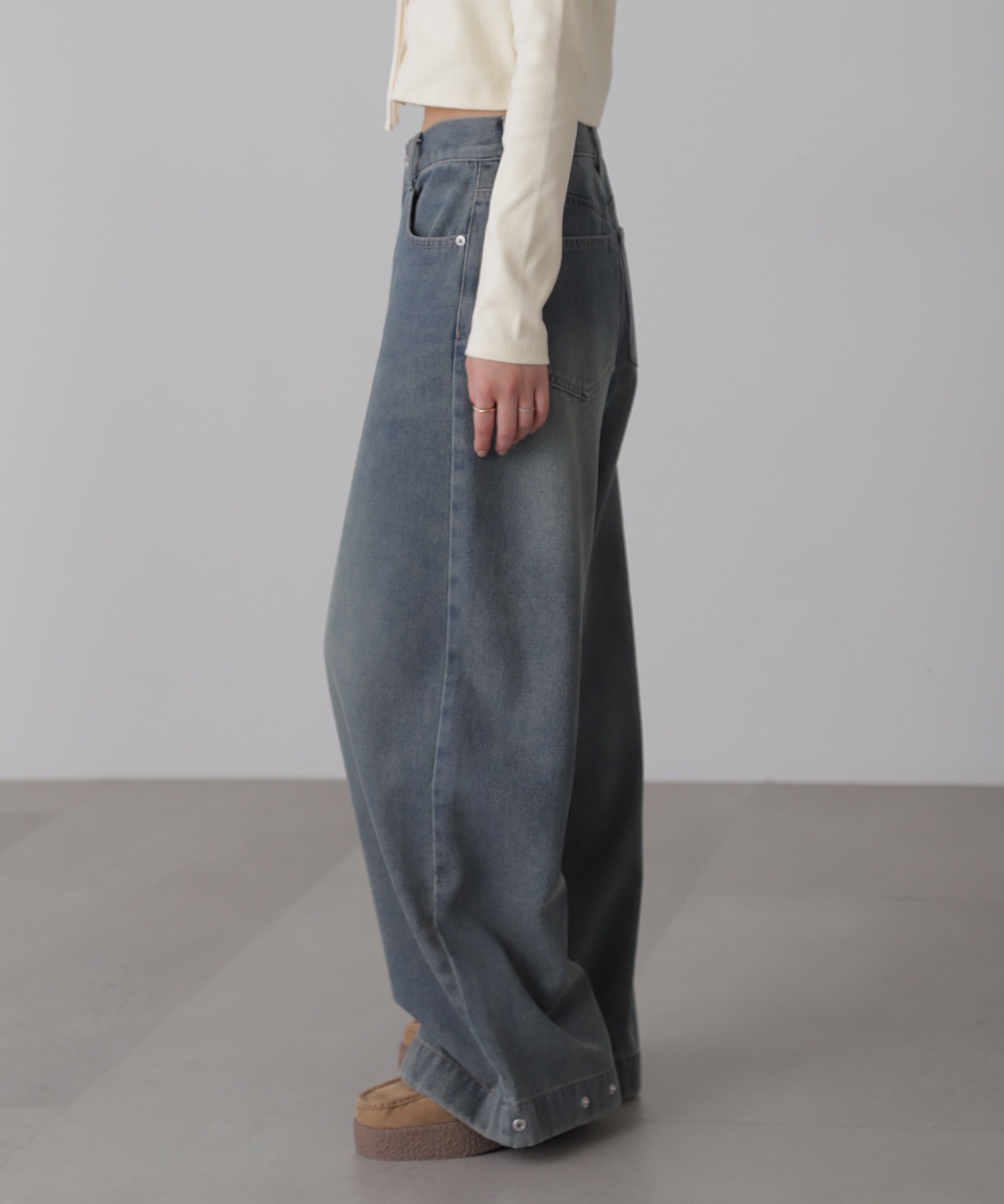  「裾ボタン2wayバギーデニムパンツ」|その他|