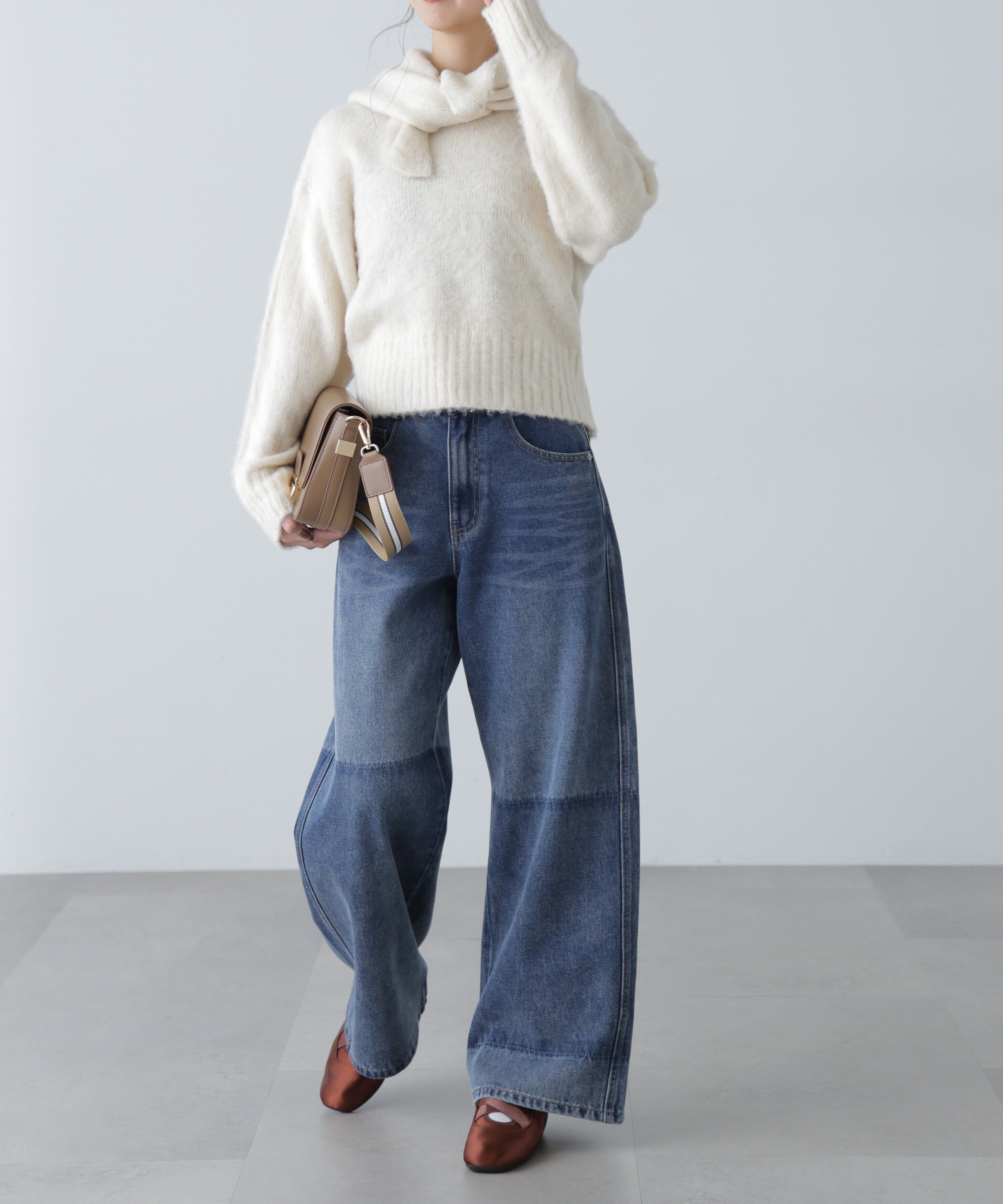  「スカーフ付きシャギーニット」|ニット・セーター|