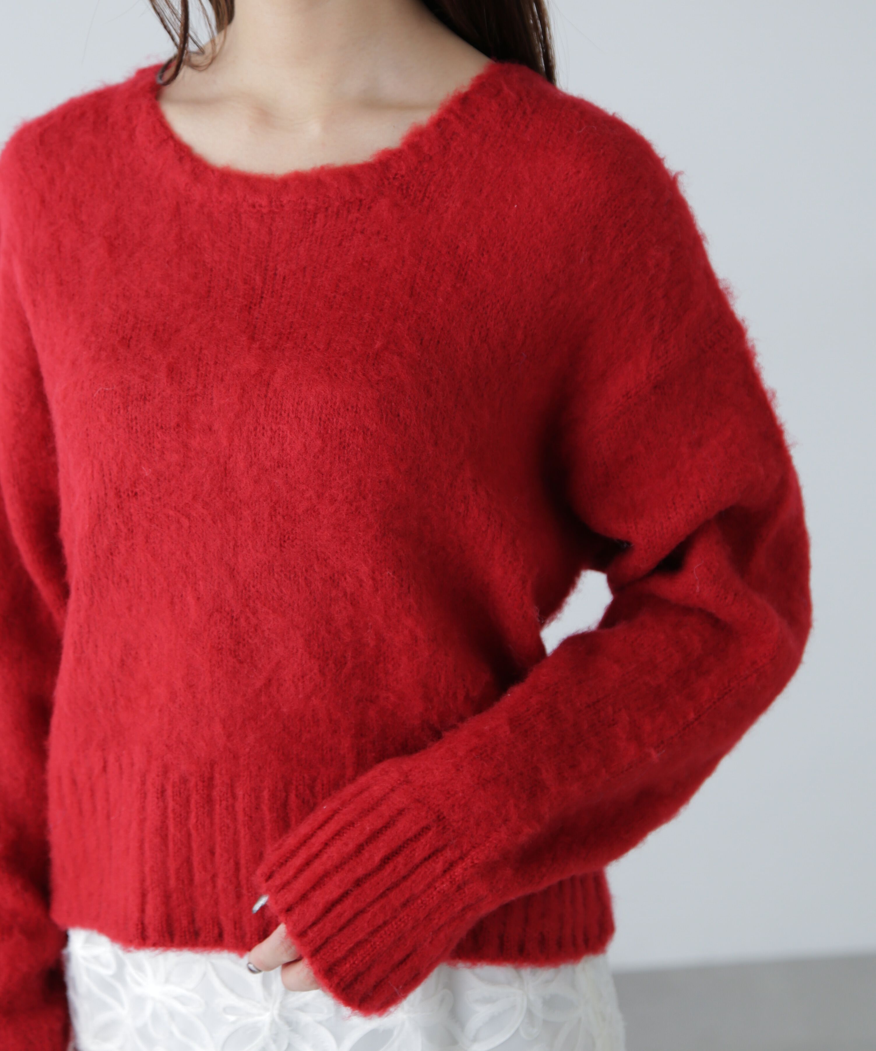  「スカーフ付きシャギーニット」|ニット・セーター|