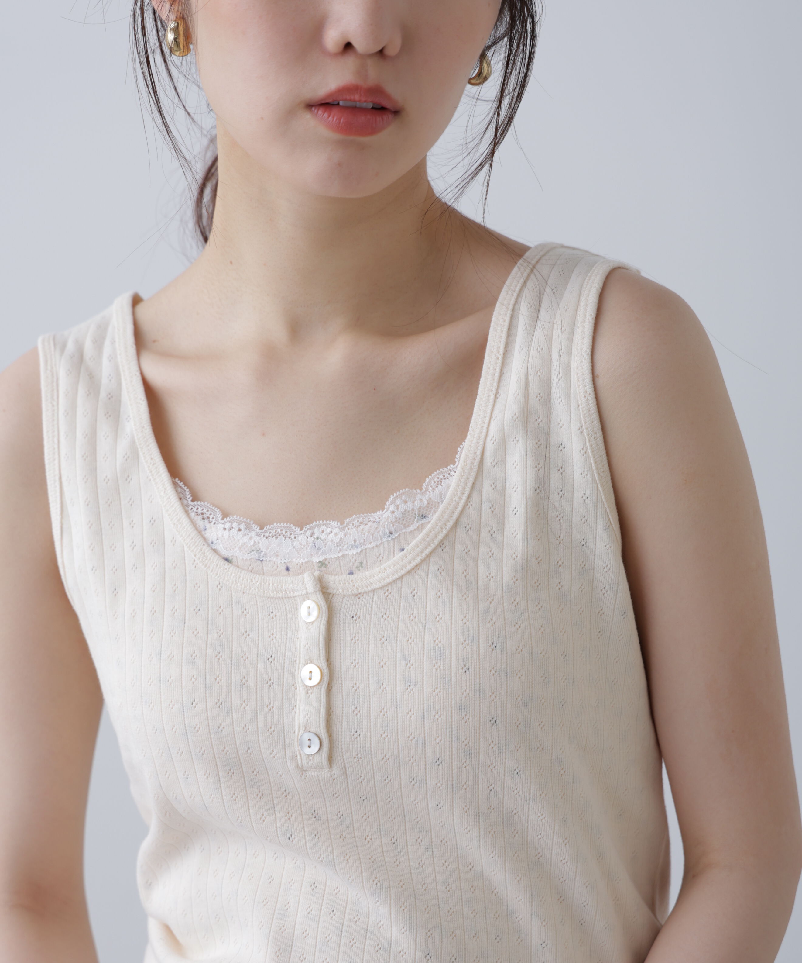  「針抜きテレコレイヤードタンクトップ」|Tシャツ・カットソー|