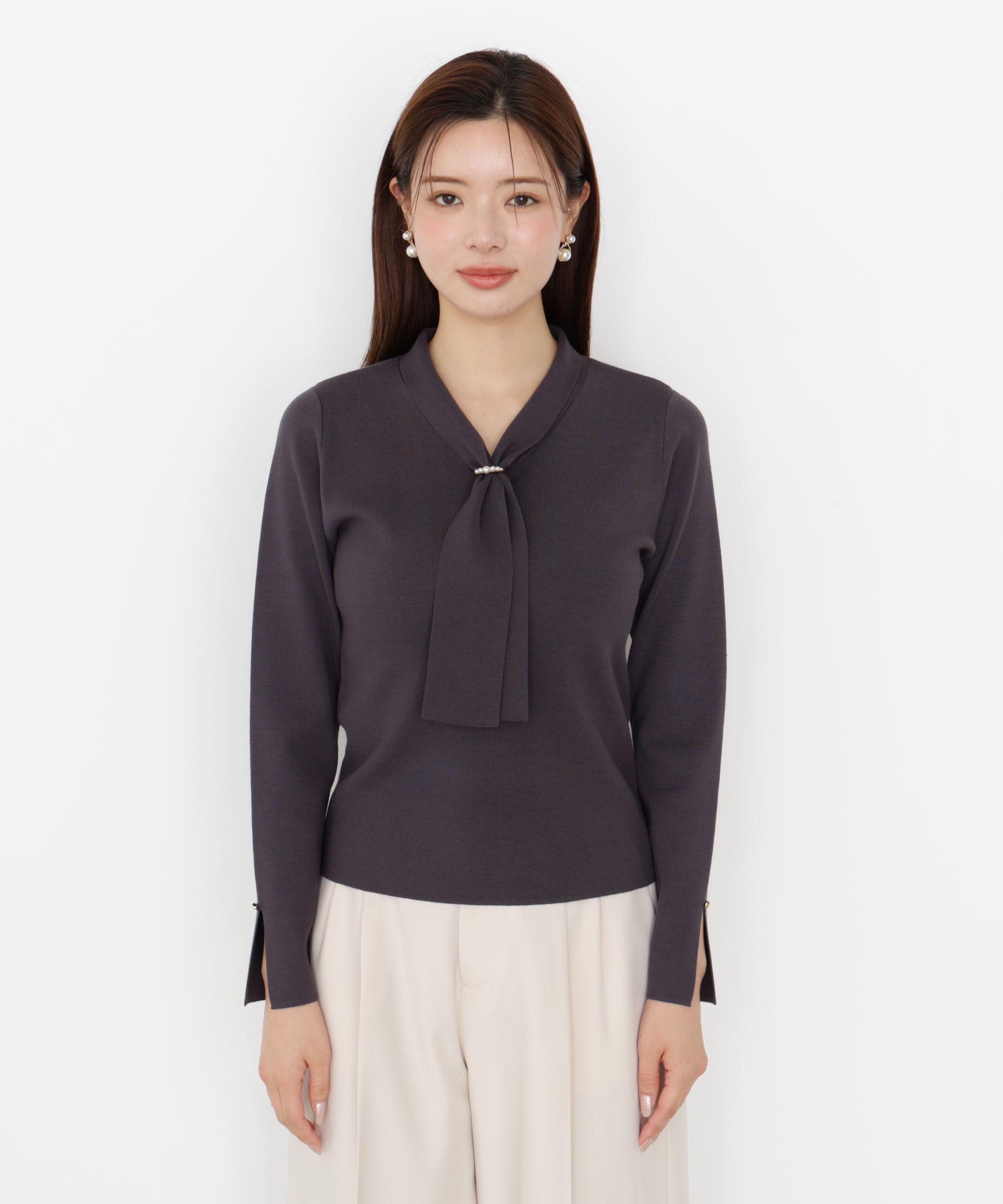 PROPORTION BODY DRESSING「パールリングボウタイニット 25AW」|ニット・セーター|