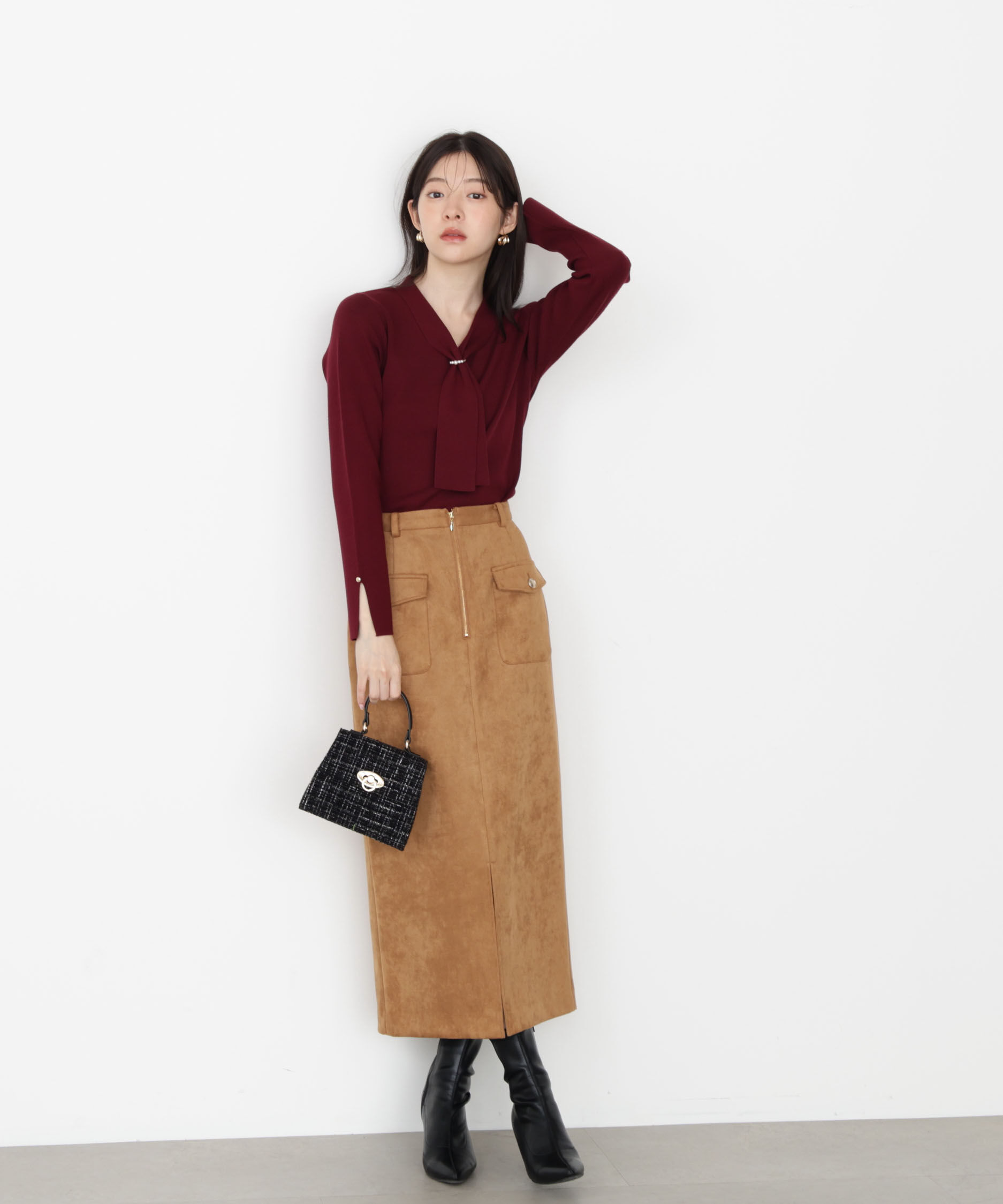 PROPORTION BODY DRESSING「パールリングボウタイニット 25AW」|ニット・セーター|