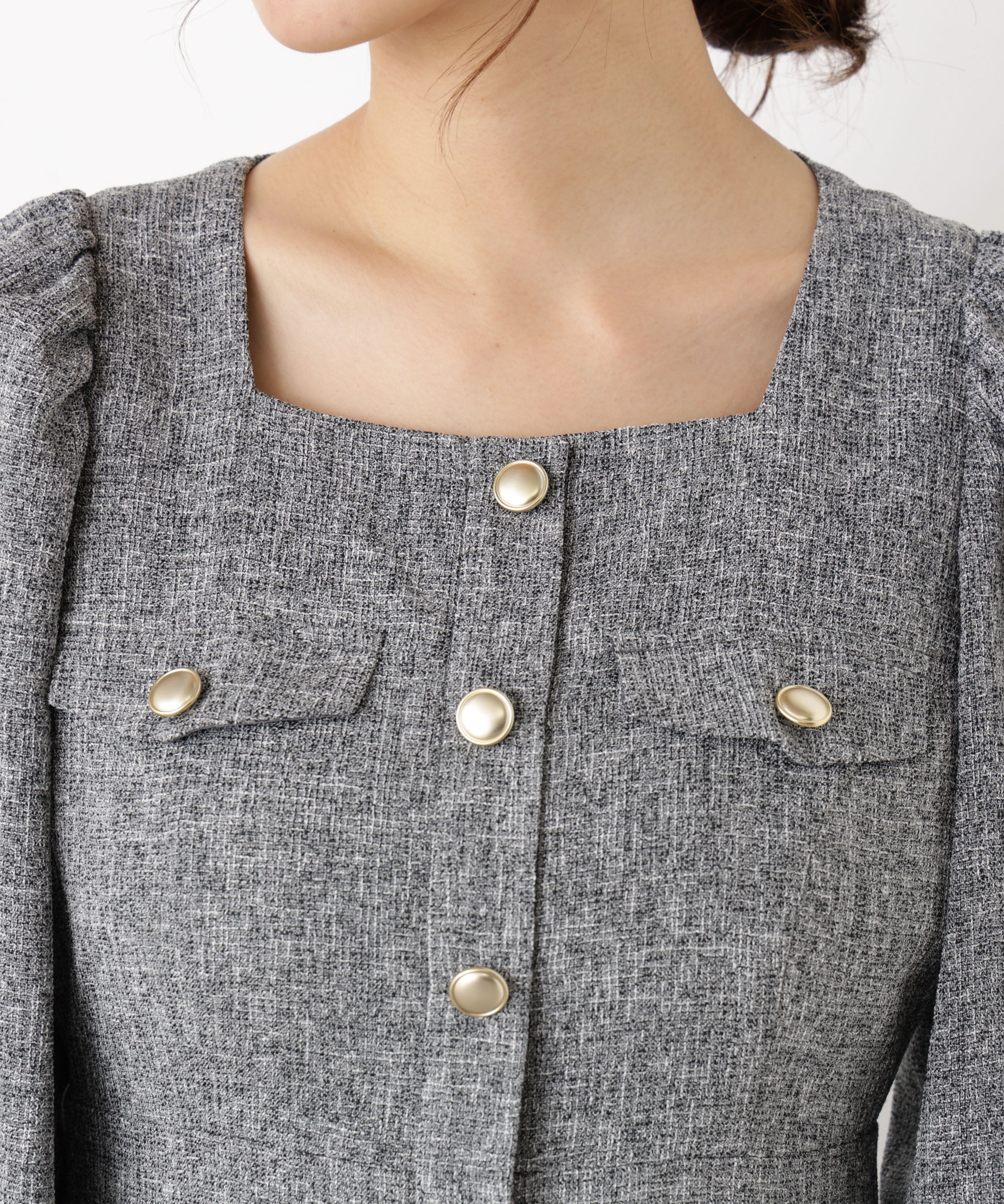 PROPORTION BODY DRESSING「フロント釦ツイードワンピース 25AW」|ワンピース|