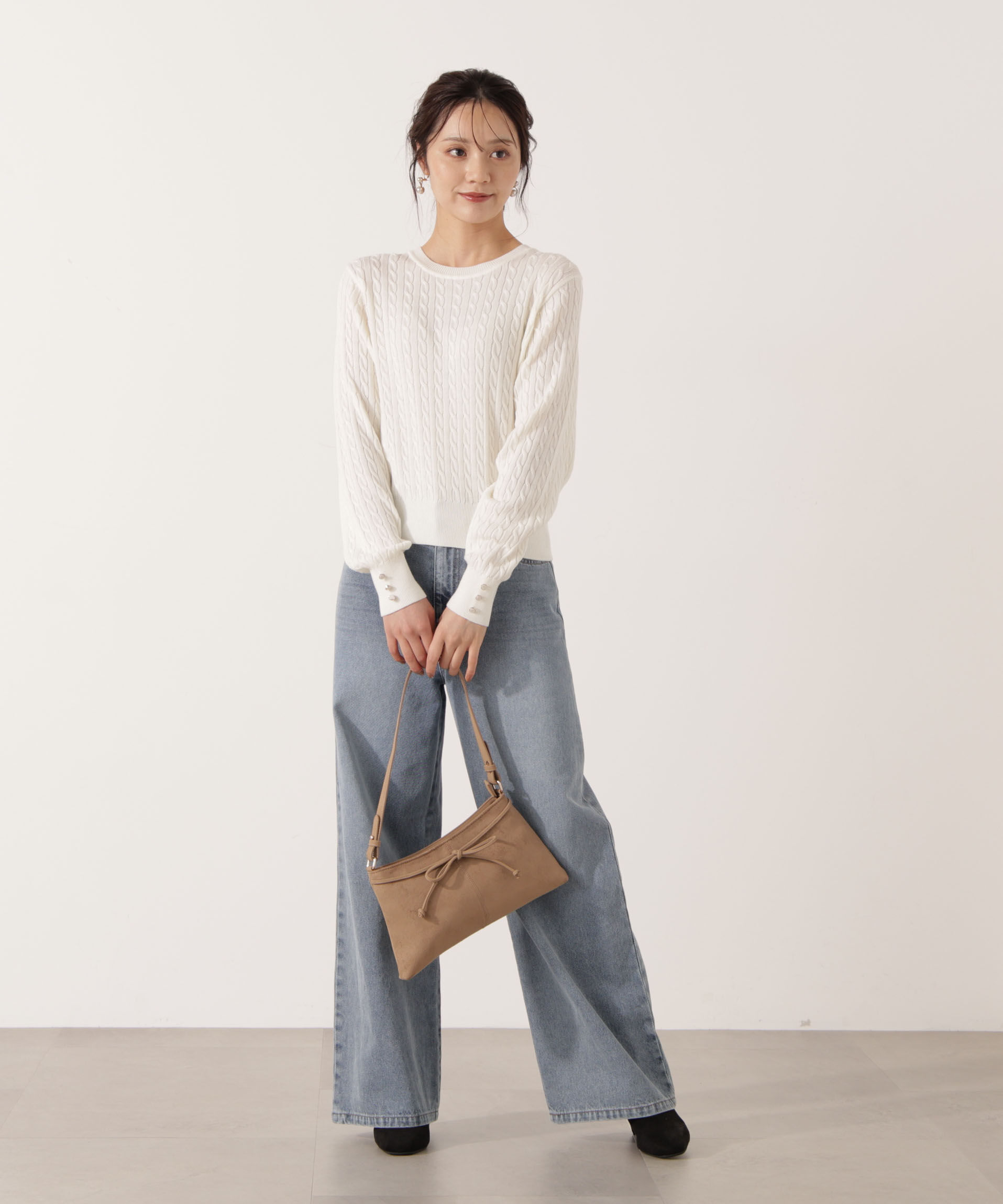 PROPORTION BODY DRESSING「＜ハンドウォッシャブル＞袖釦ミニケーブルニット」|ニット・セーター|