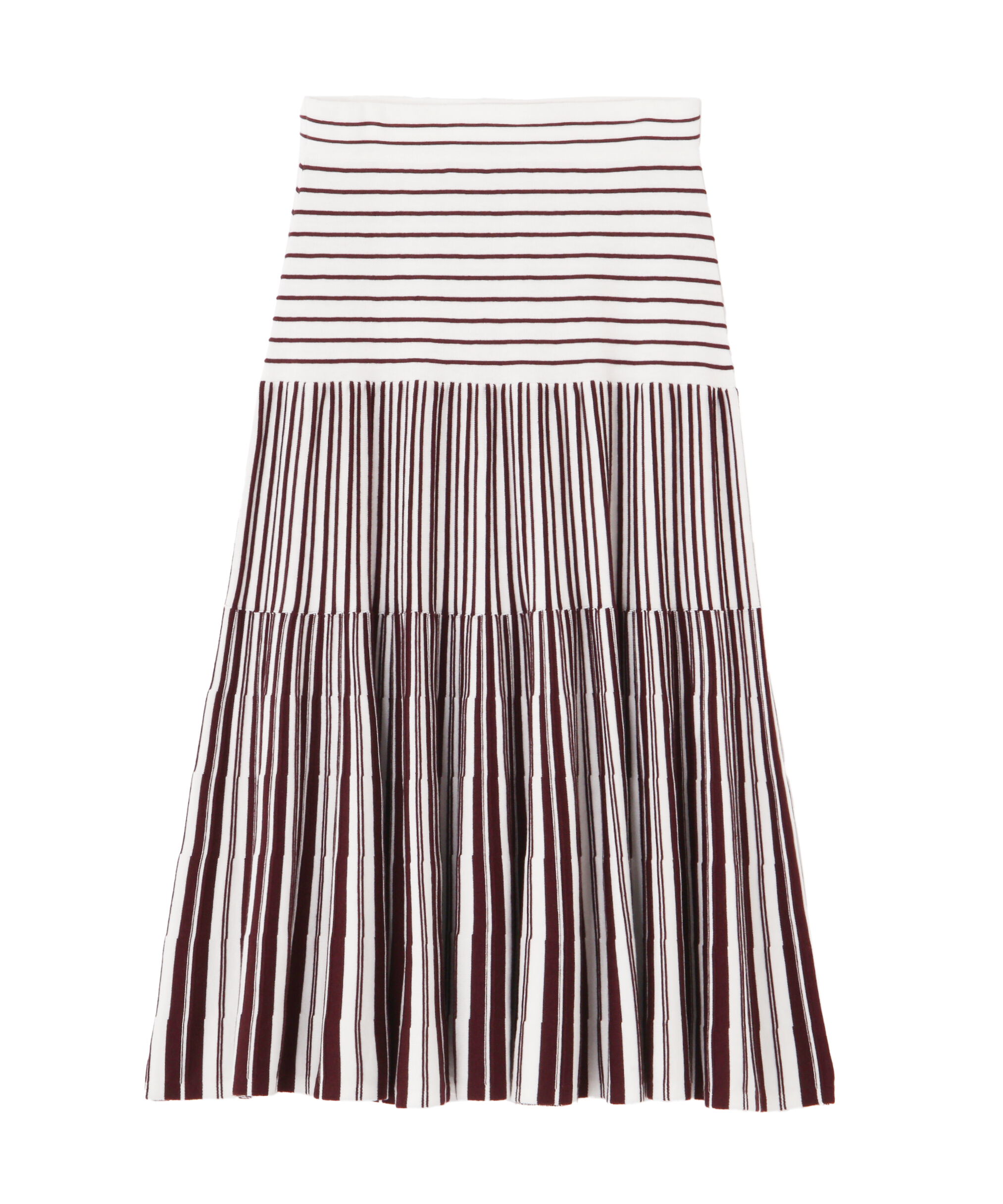  「バイカラーストライプフレアーニットスカート」|スカート|