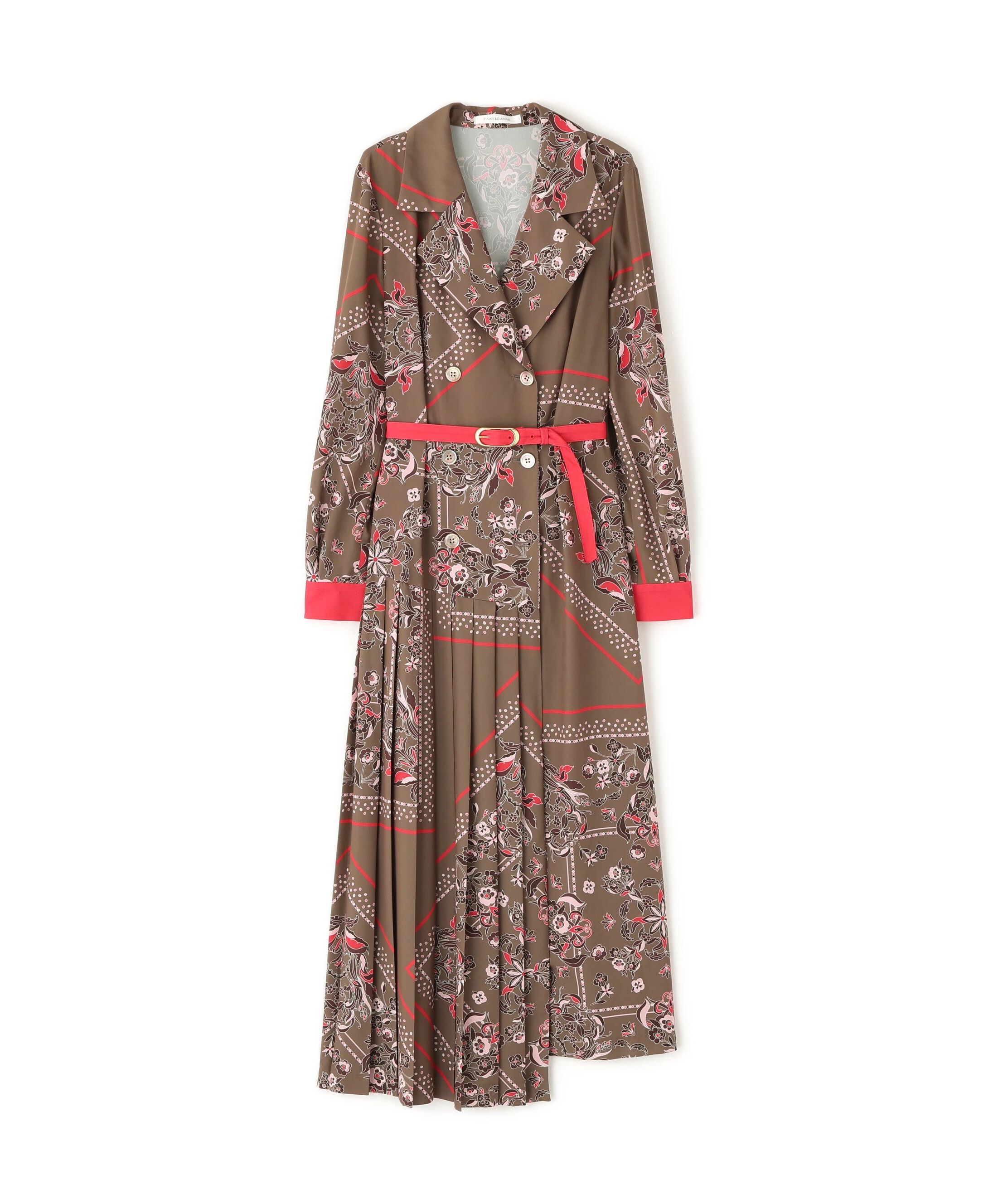  「◆フローラルスカーフプリントワンピース」|ワンピース|