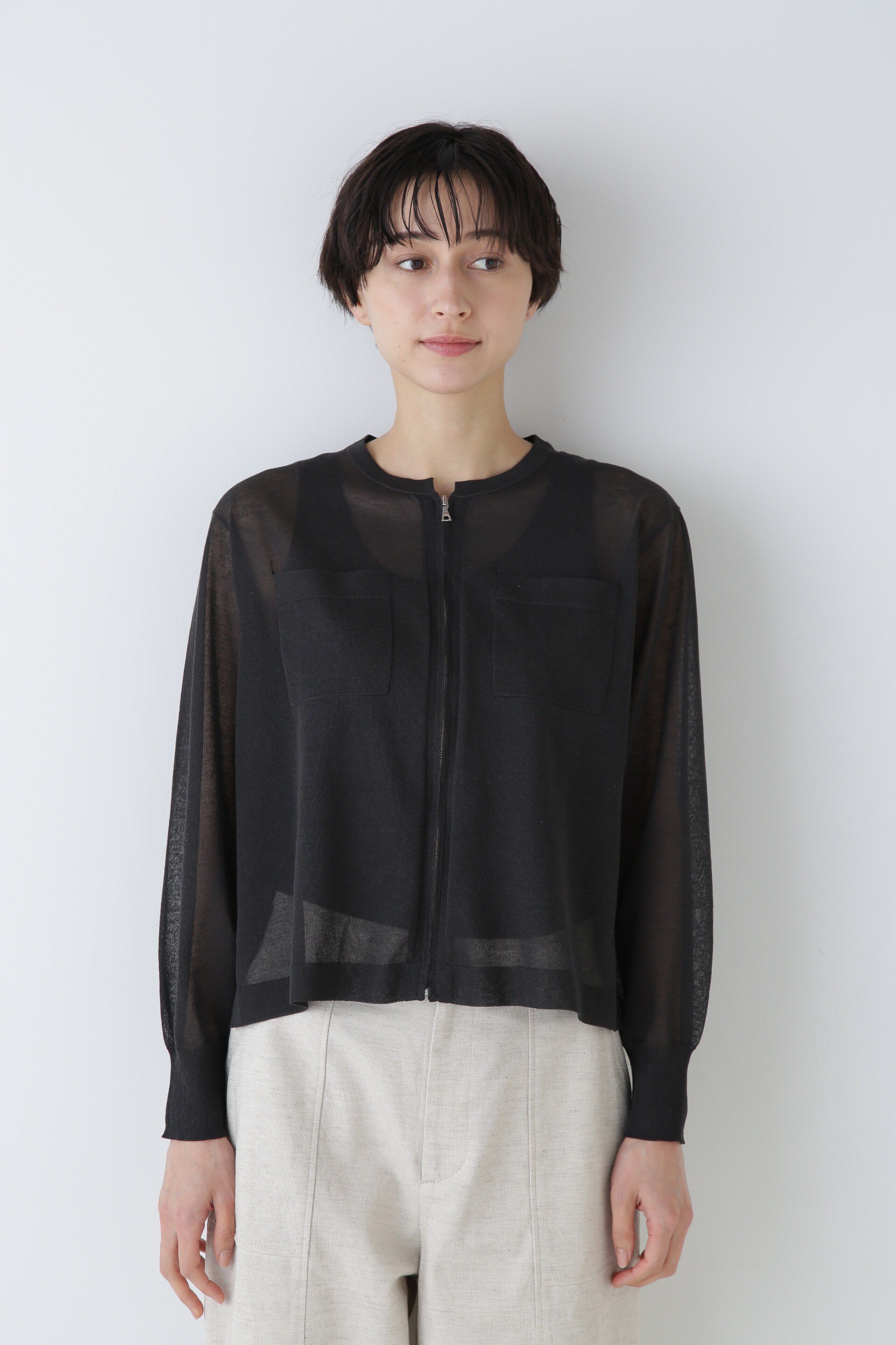  「◆シアーハイゲージニットジップアップカーディガン」|ニット・セーター|