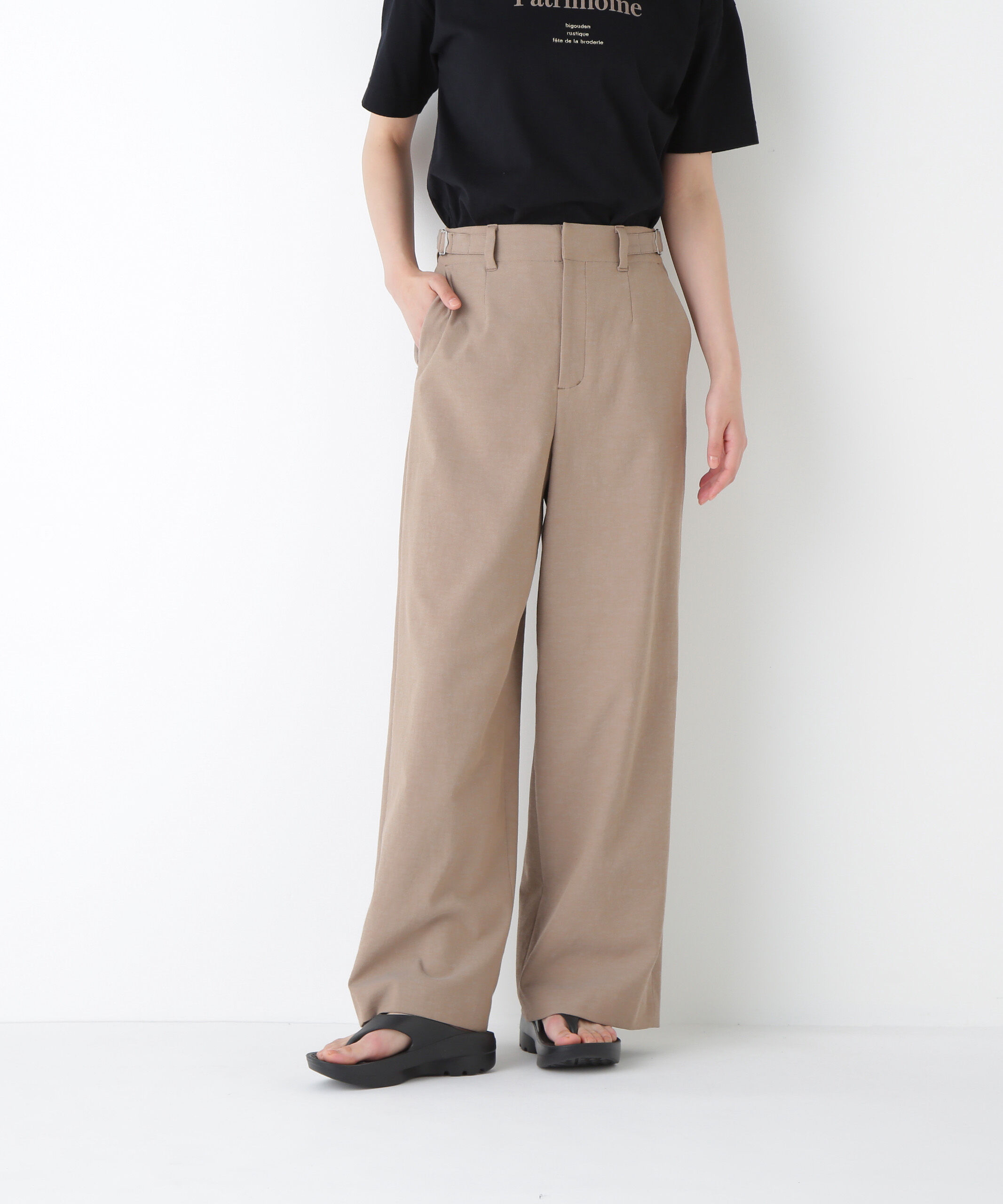  「◆シェルタリングドライオックスセミワイドパンツ」|その他|ベージュ