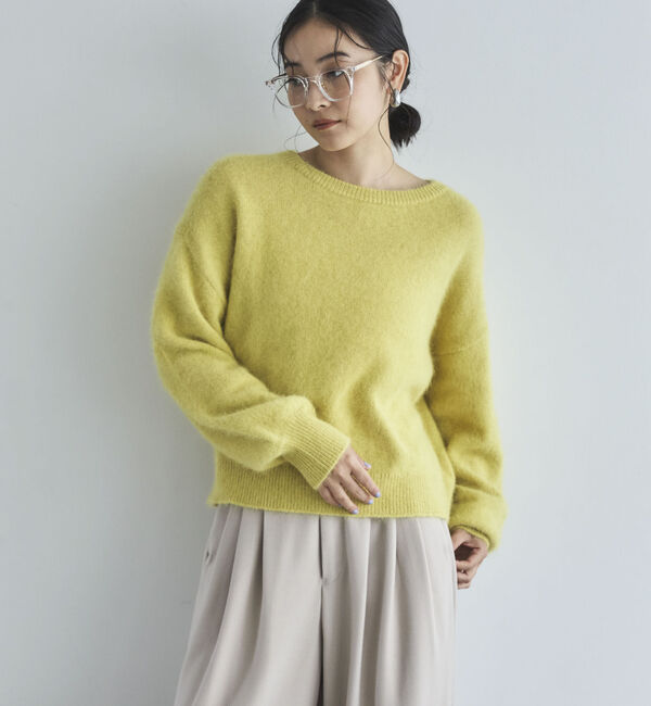 Doux archives「【ラクーンＭＩＸ】ファーニットボートネックプルオーバー」|ニット・セーター|YELLOW
