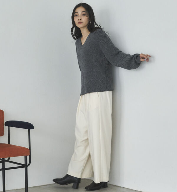 Doux archives「サイドＺＩＰラメＶネックニット」|ニット・セーター|