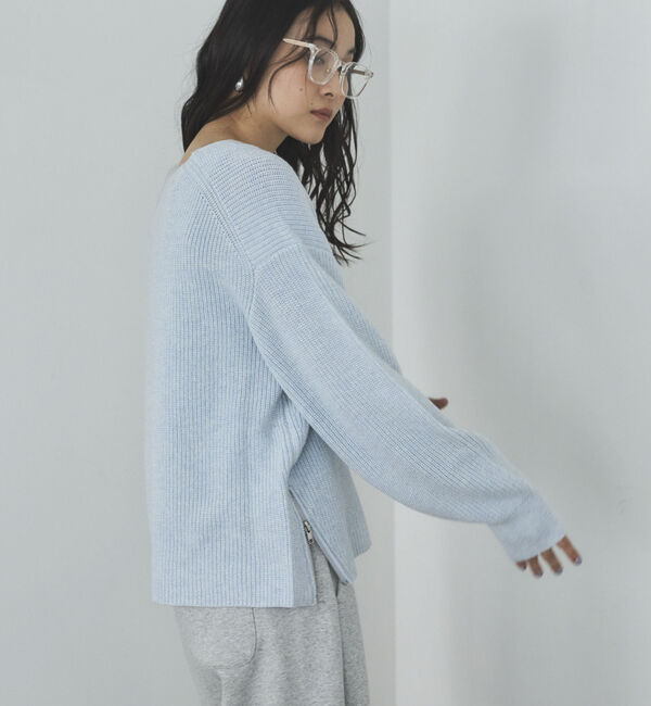 Doux archives「サイドＺＩＰラメＶネックニット」|ニット・セーター|