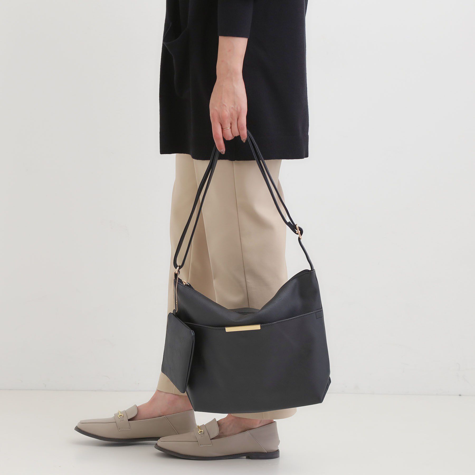 SHOO･LA･RUE「ダブルフェイスショルダーバッグ」|ショルダー・メッセンジャー|ブラック(019)