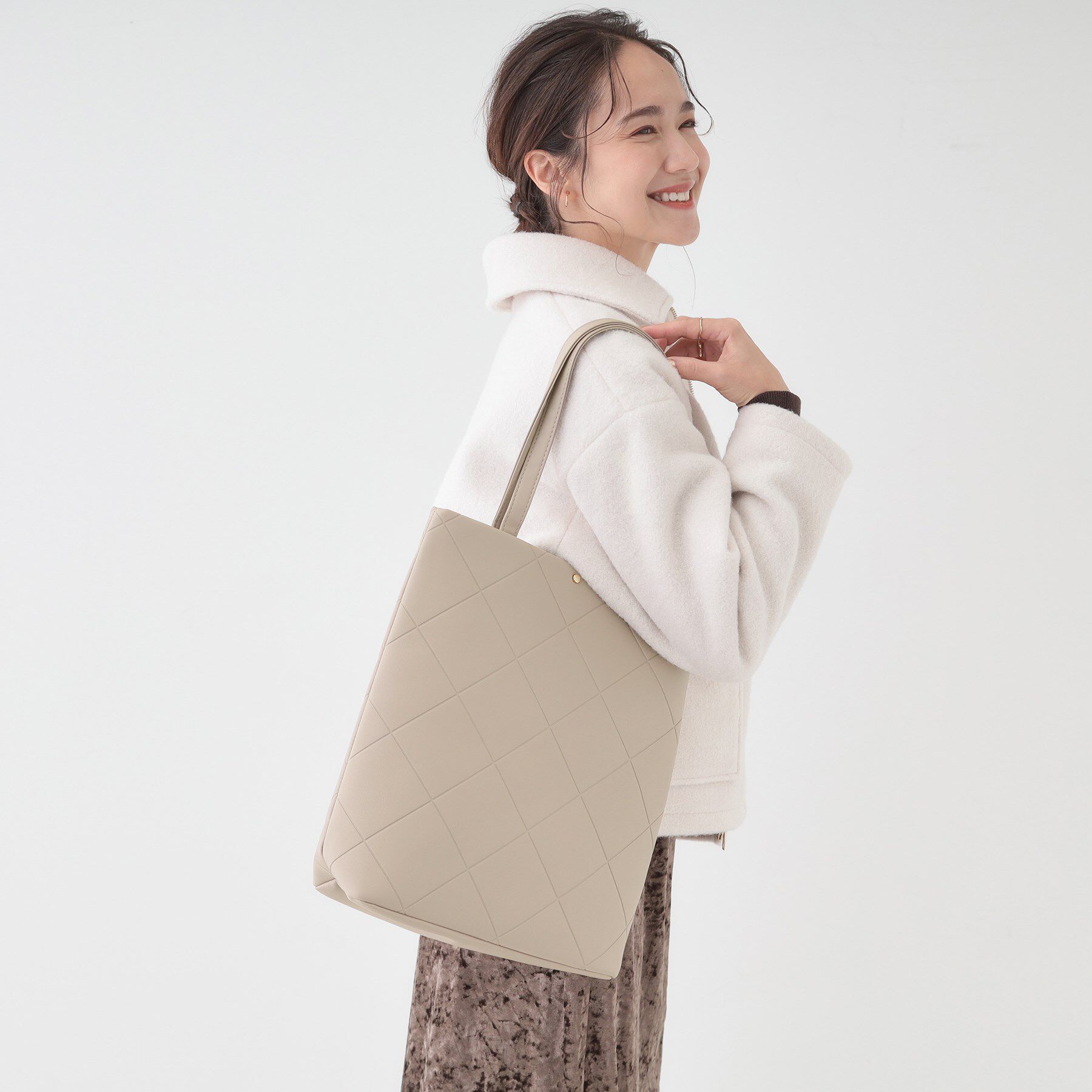 SHOO･LA･RUE「バイアスチェック型押しトートバッグ」|トートバッグ|