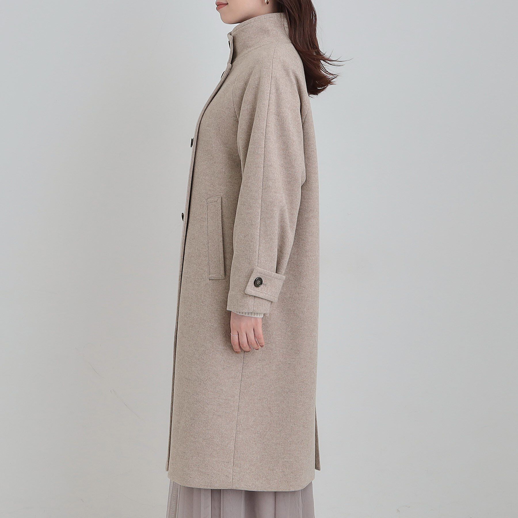 SHOO･LA･RUE「【S-LL】大人のきれいめスタイルに ウール調スタンドロングコート」|その他|