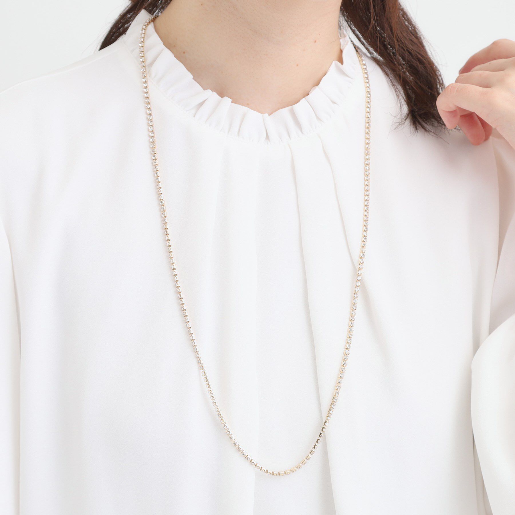 SHOO･LA･RUE「【セレモニー】2連ダイヤレーン＆フェイクパールネックレス」|ネックレス|