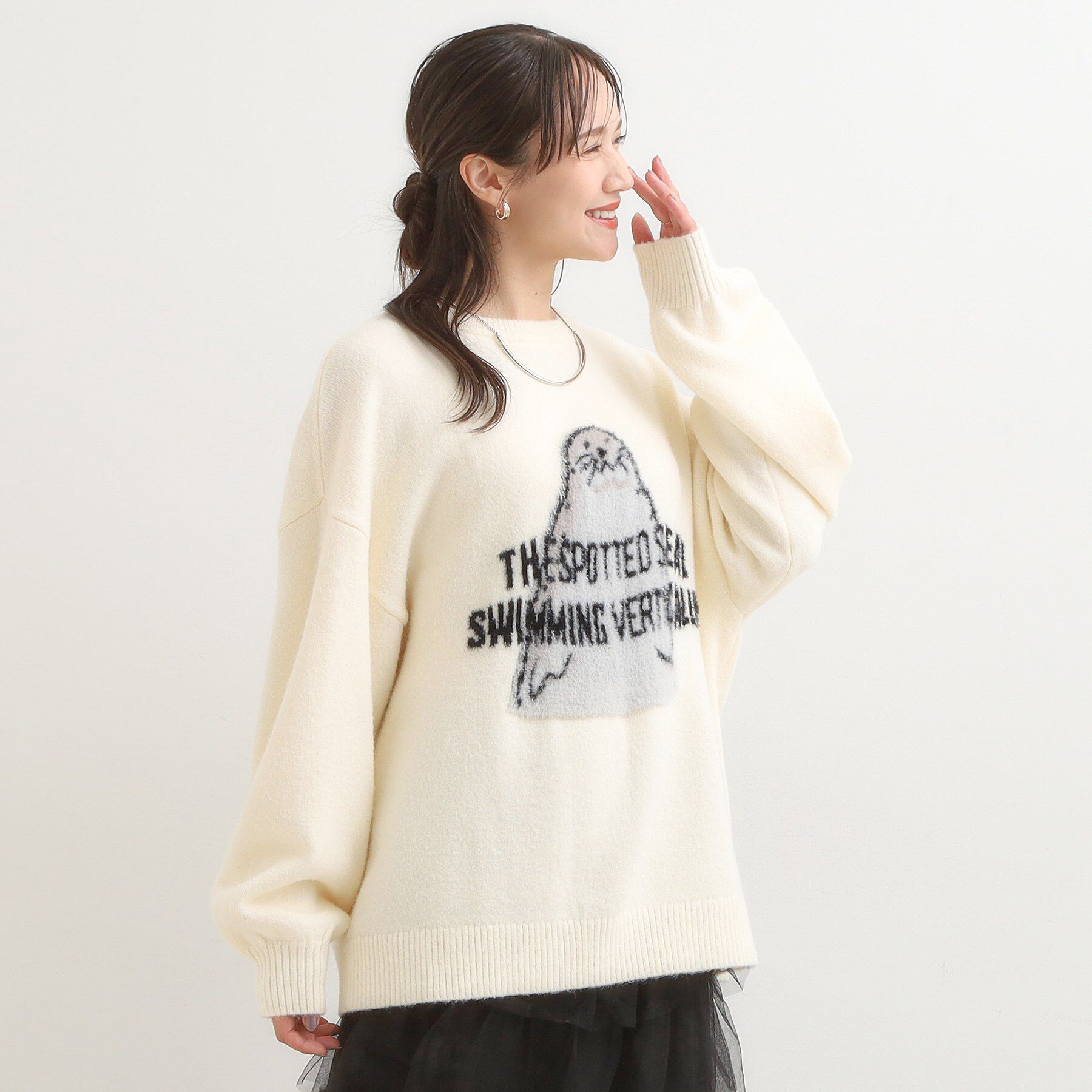 SHOO･LA･RUE「【旭山動物園応援商品】ゆるアニマル ふわふわジャカードニット」|ニット・セーター|