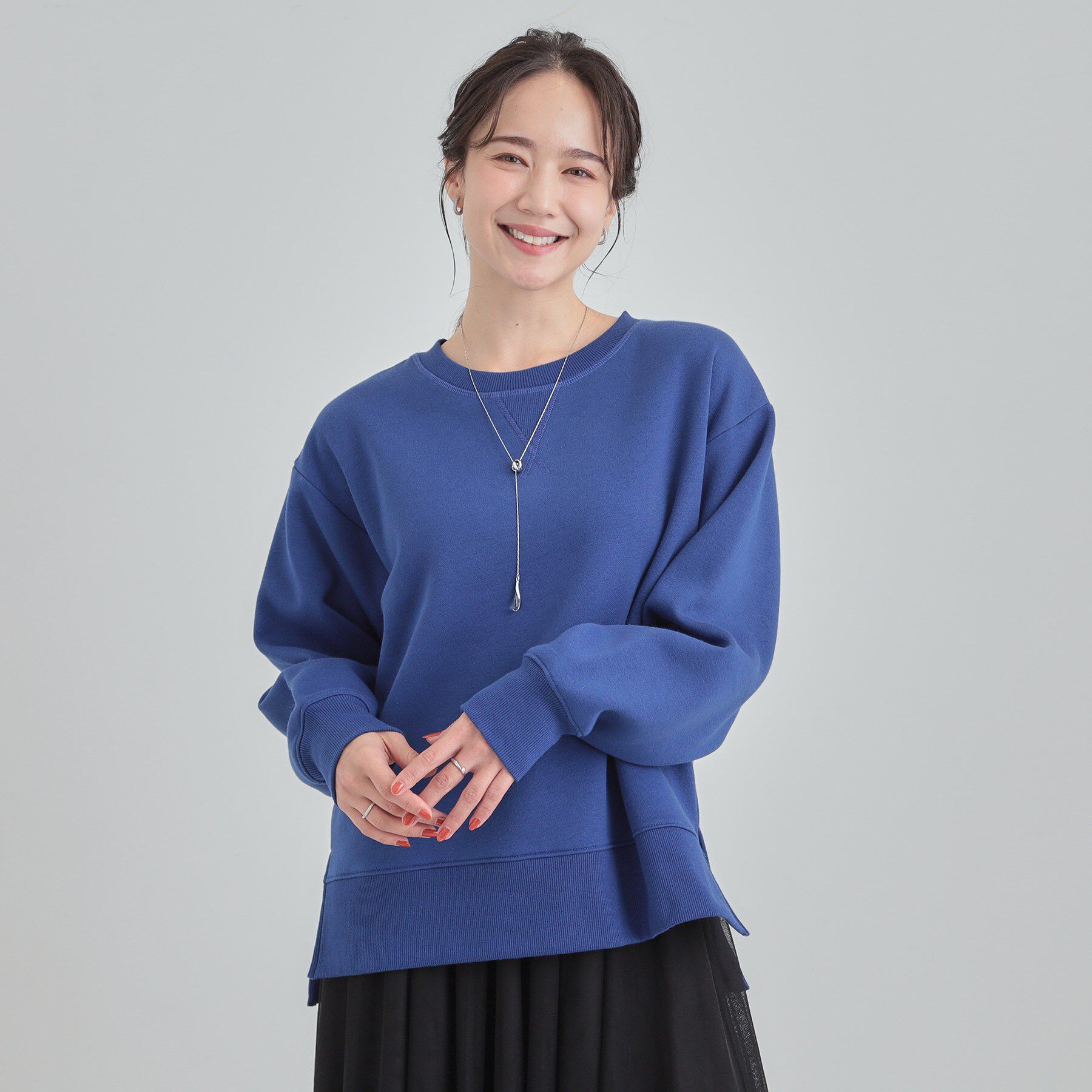 SHOO･LA･RUE「【あったか/S-LL】シンプルだから使いやすい ガゼット付き 裏起毛スウェット」|パーカー|