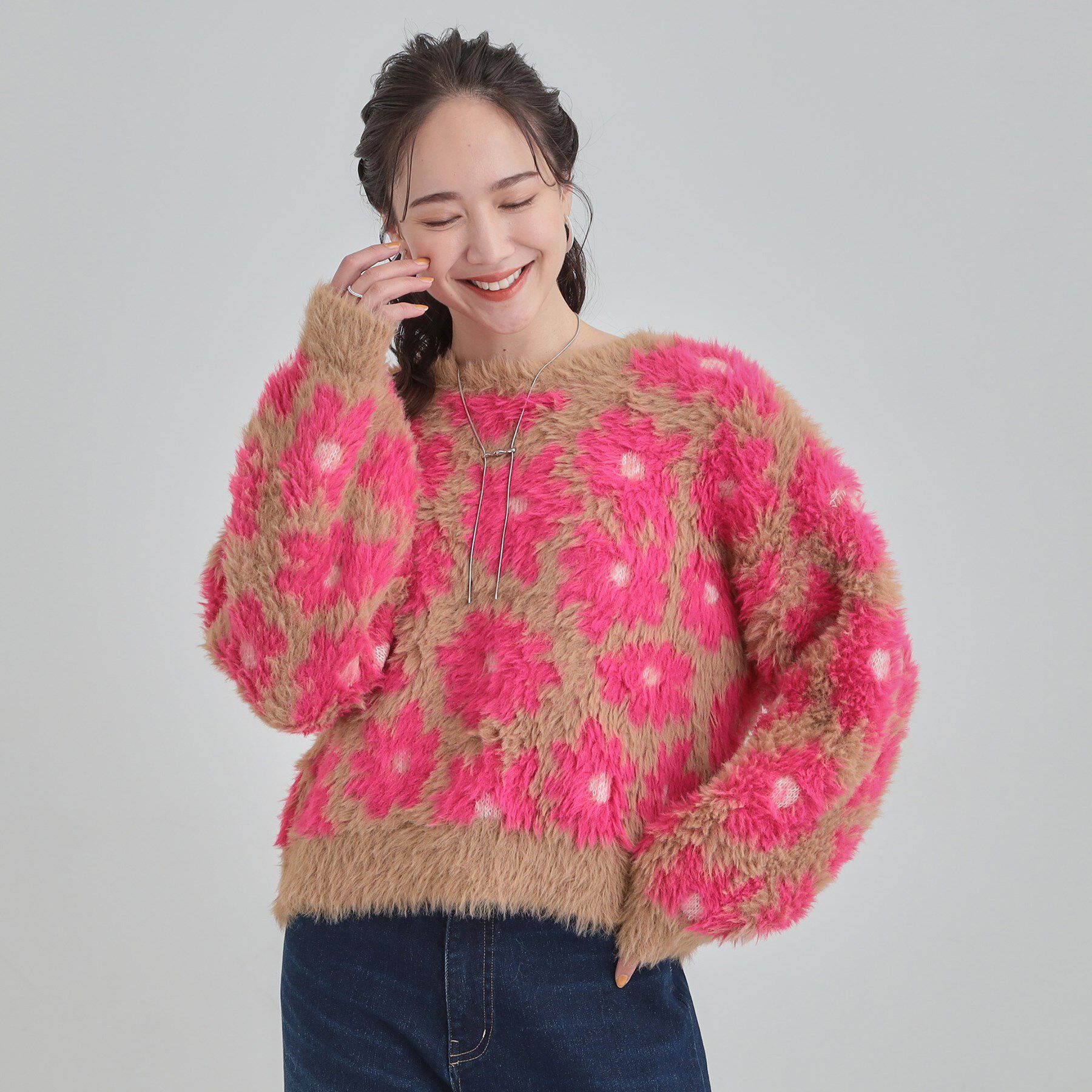 SHOO･LA･RUE「【選べる4柄】ふわふわ ロングフェザーニット」|ニット・セーター|