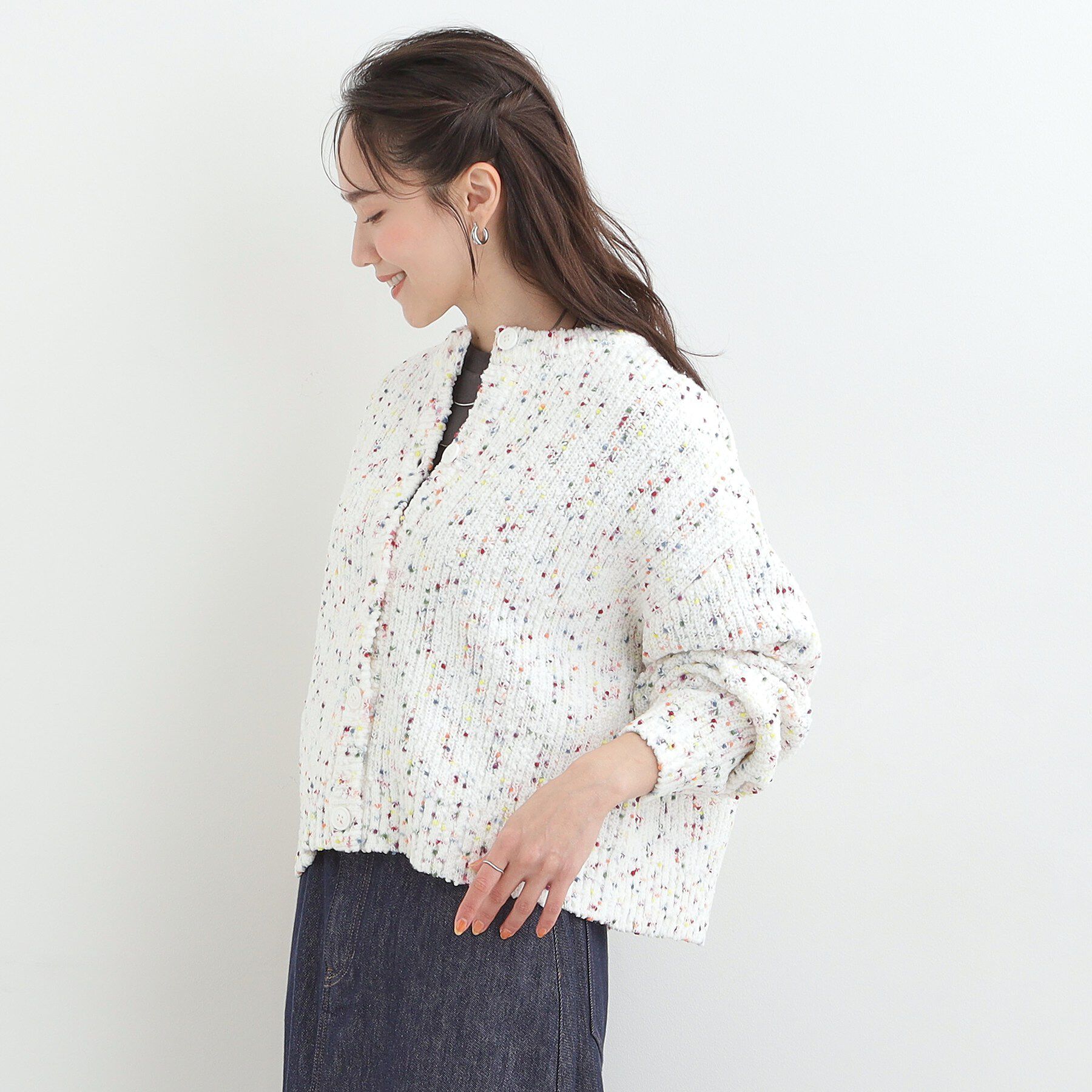 SHOO･LA･RUE「【洗濯機可/前後2WAY】ぽこぽこニットカーディガン」|カーディガン|