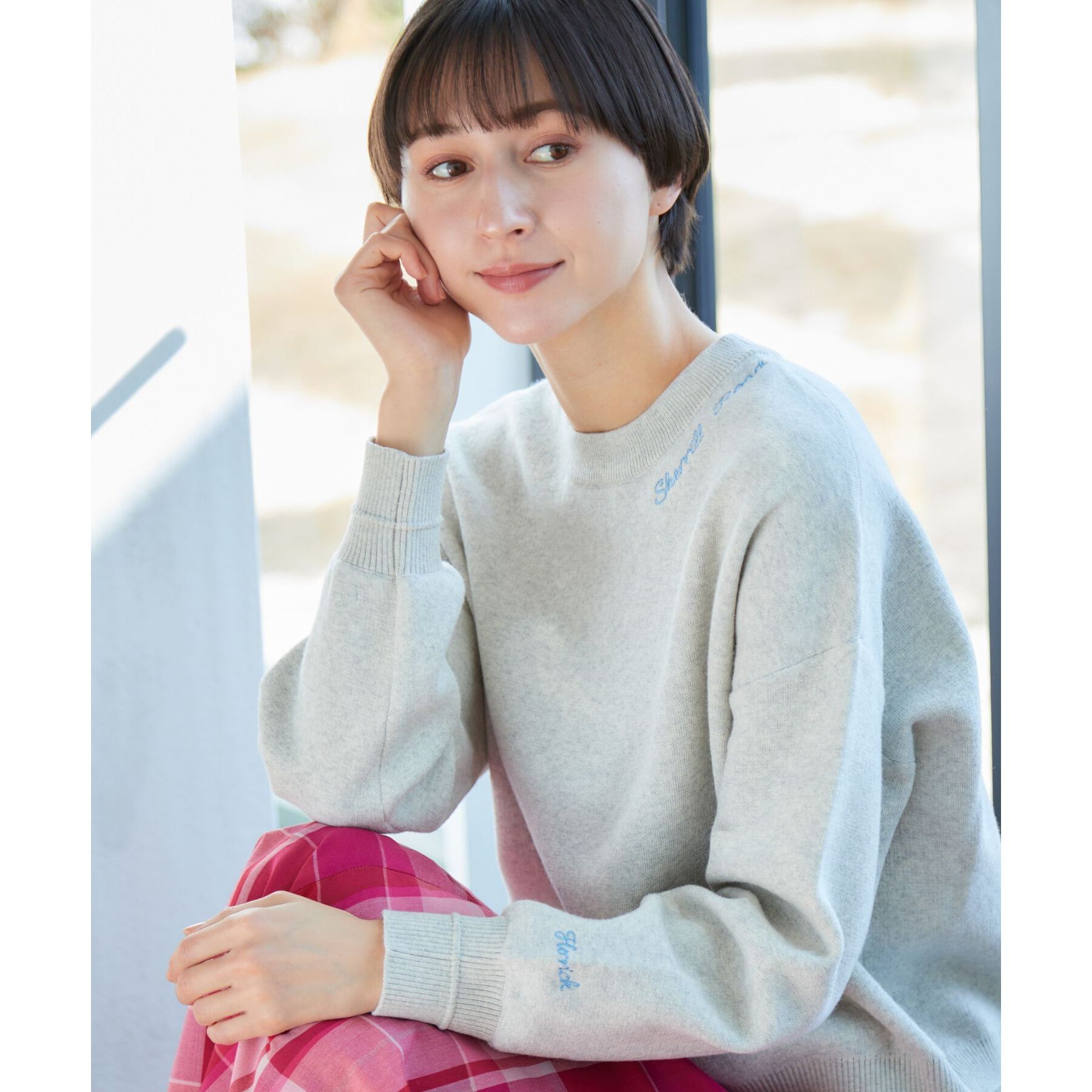 Dessin「【洗える】ロゴ刺繍ジャカードニット（XS～L）」|ニット・セーター|