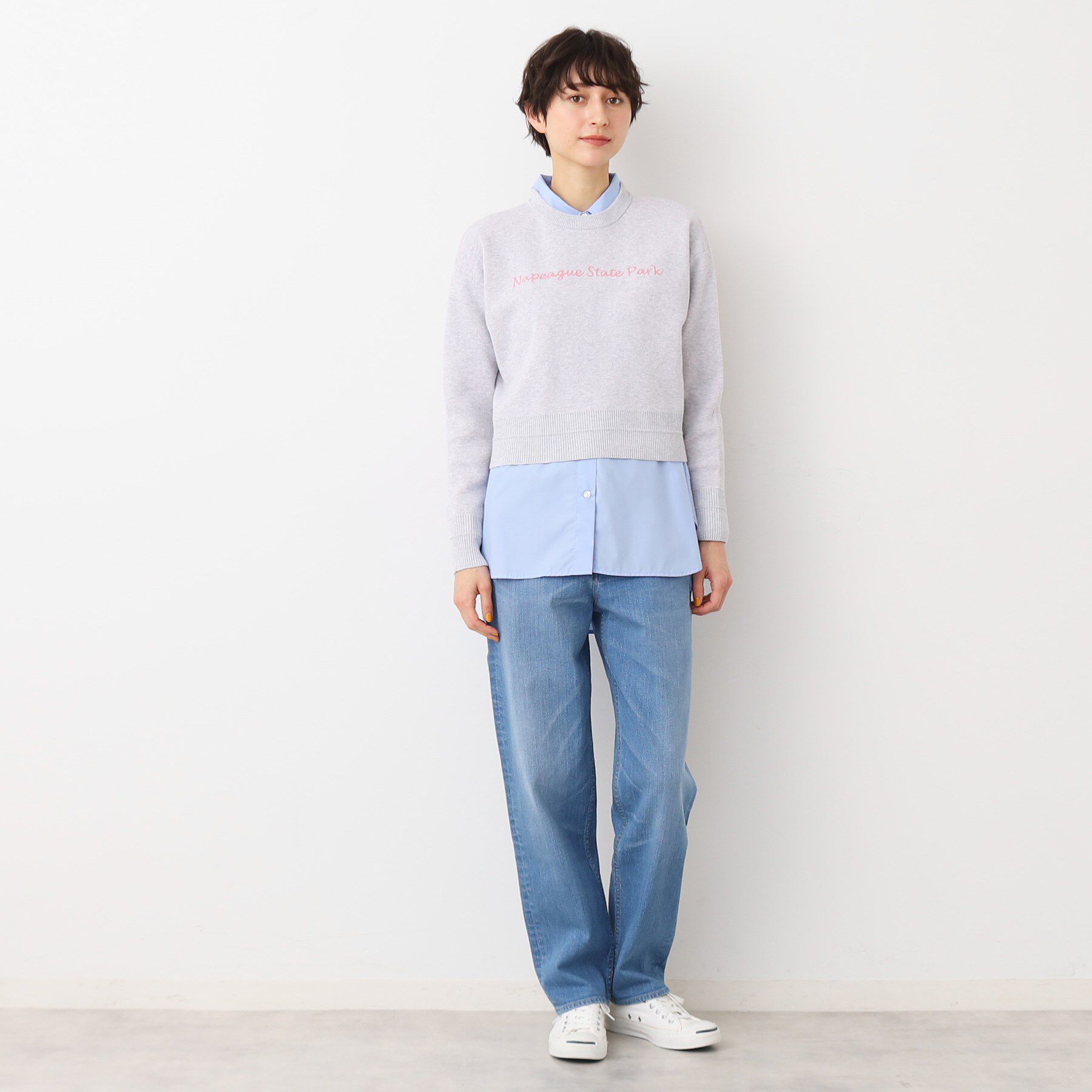 Dessin「【洗える】クロップド丈ロゴジャカードニット（S～L）」|ニット・セーター|