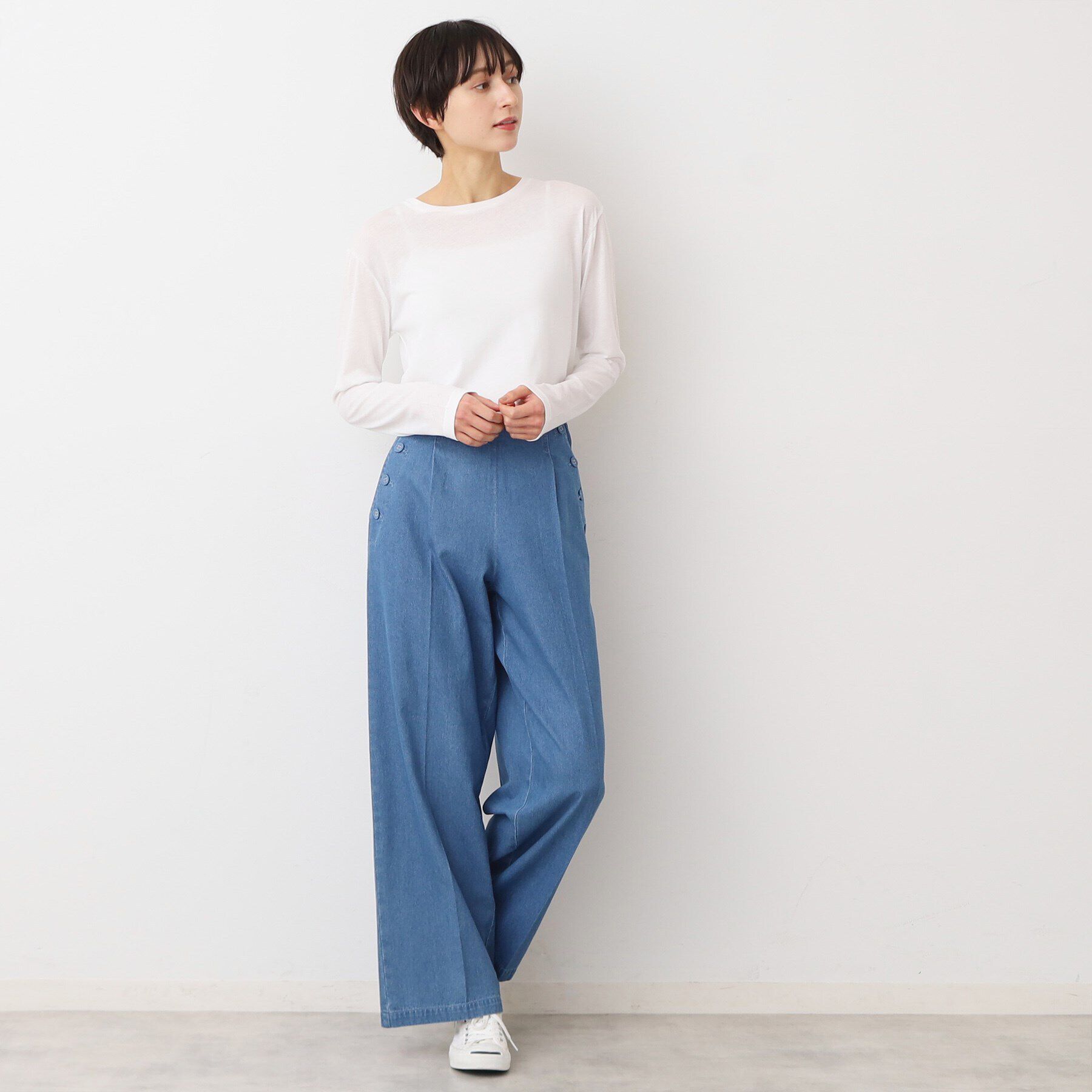 Dessin「【洗える】クルーネックシースルーロンT」|Tシャツ・カットソー|