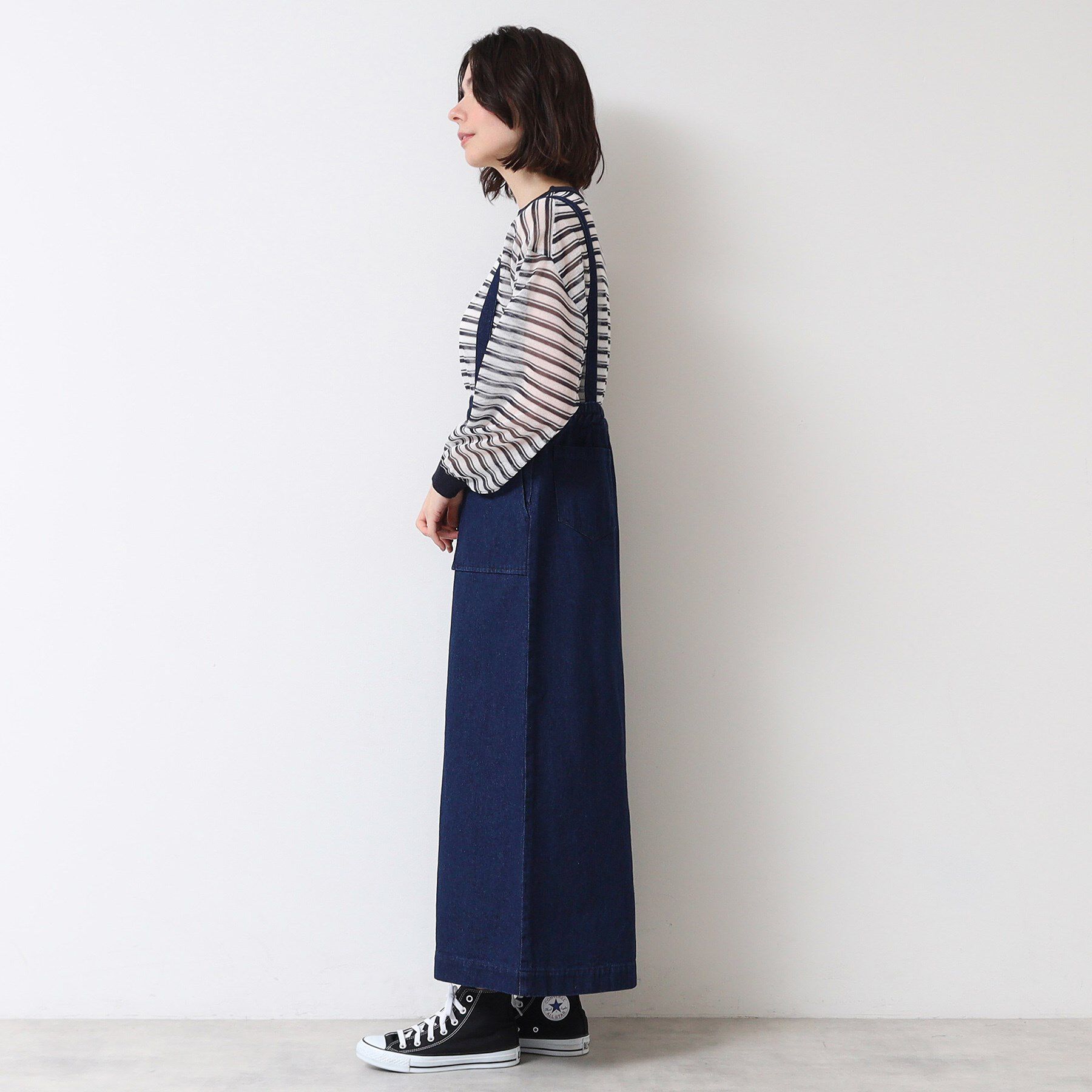 Dessin「【洗える・後ろゴム】サスペンダー付デニムスカート（S～L）」|スカート|