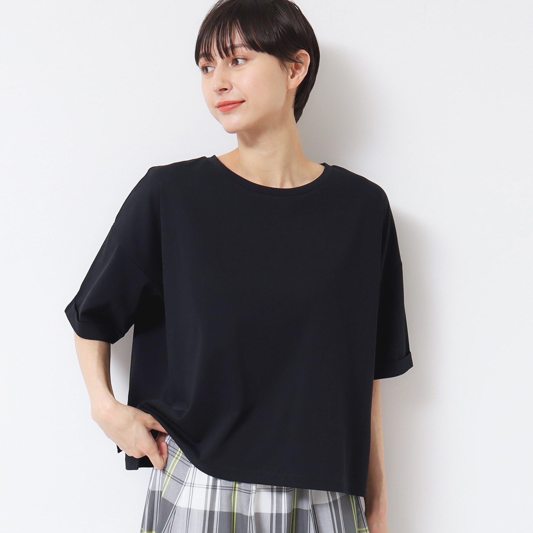 Dessin「【二の腕カバー/接触冷感/UV】ロールアップスリーブTシャツ（XS～L）」|Tシャツ・カットソー|