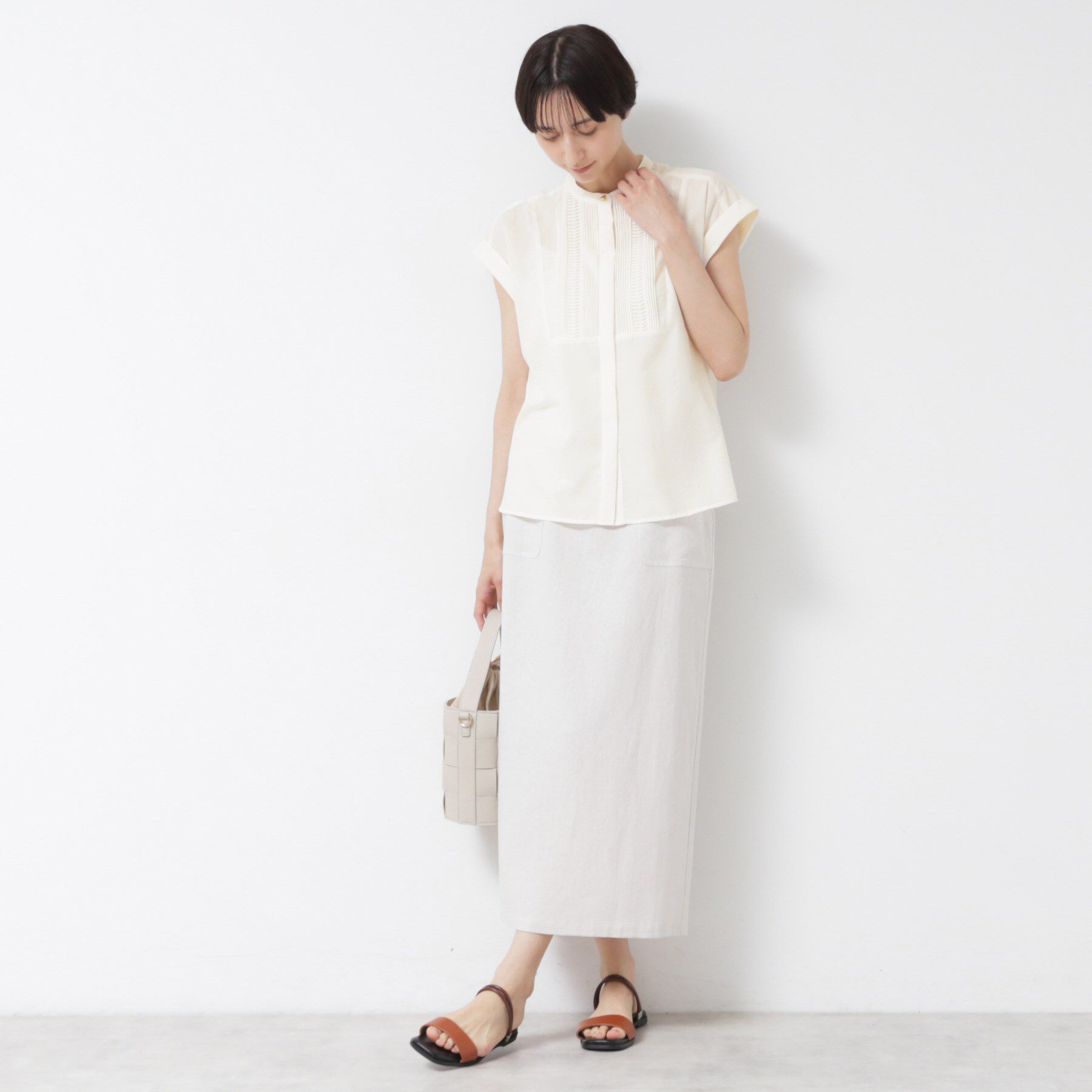 Dessin「【洗える】ピンタックデザインフレンチスリーブブラウス」|シャツ・ブラウス|