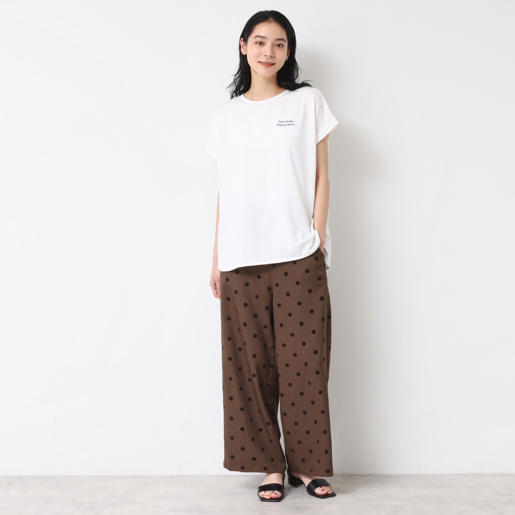 Dessin「【洗える】フレンチスリーブロゴ入りTシャツ」|Tシャツ・カットソー|