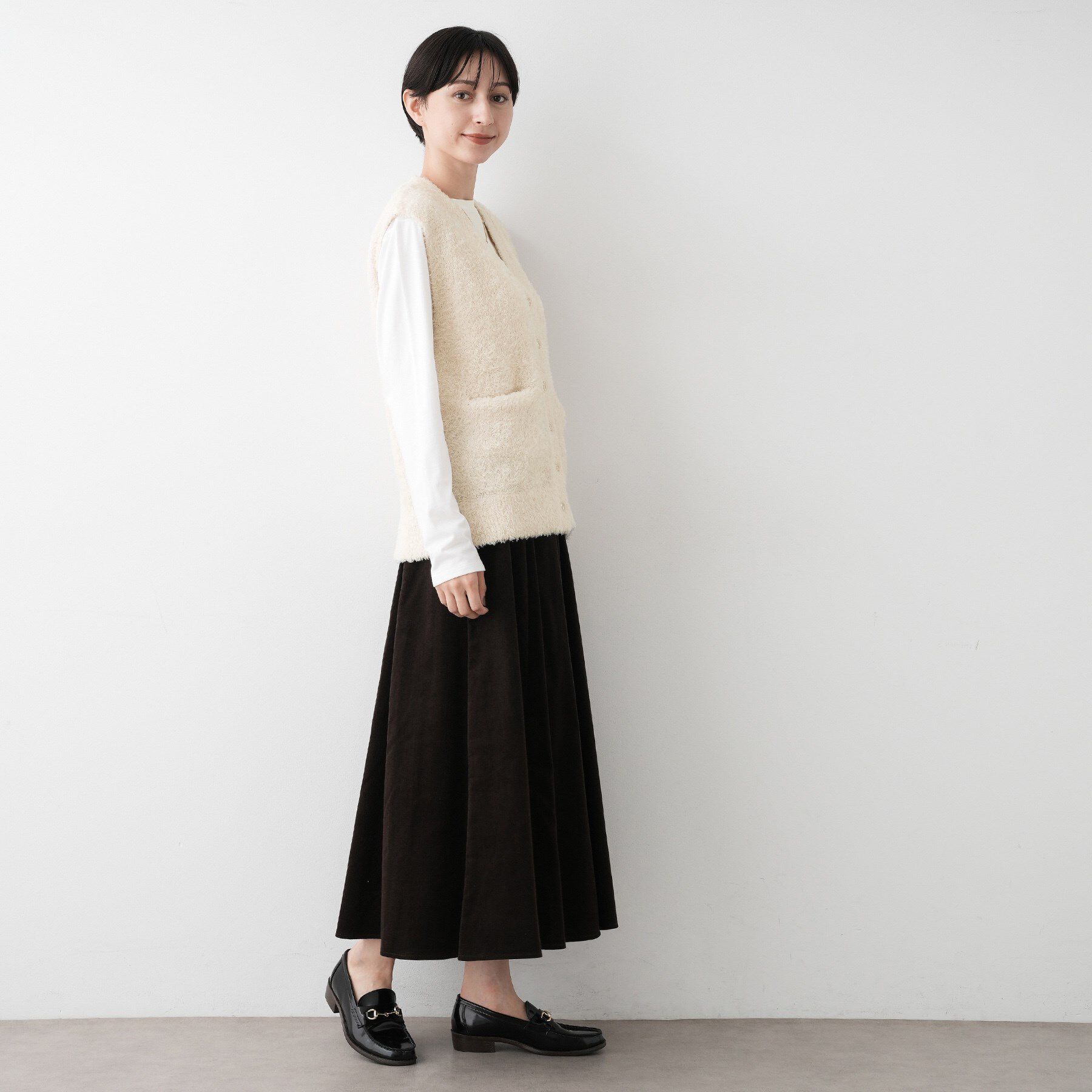 Dessin「【洗える】Vネックシャギーベスト」|ベスト・ジレ|