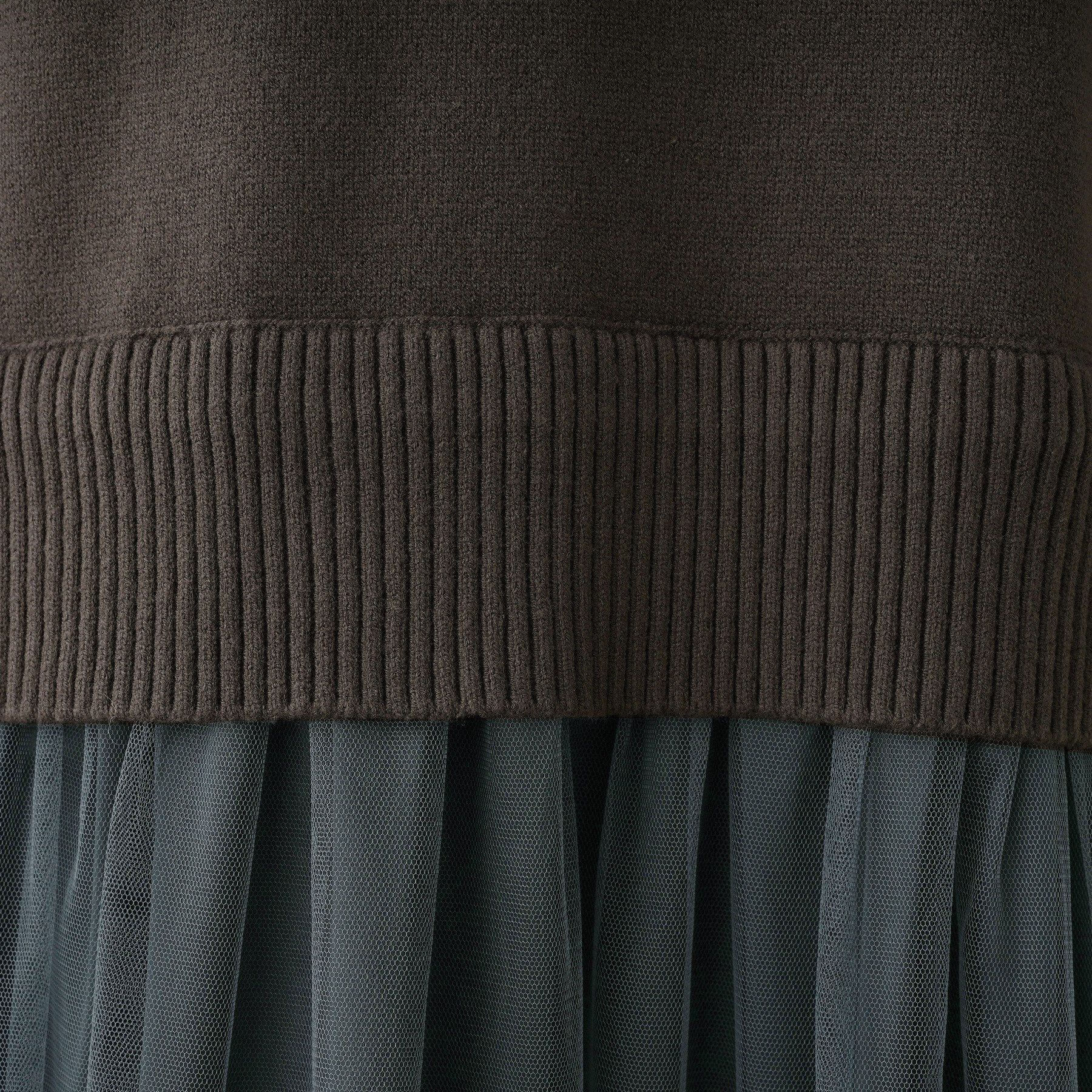 Dessin「【洗える】ニットチュールドッキングワンピース」|ワンピース|