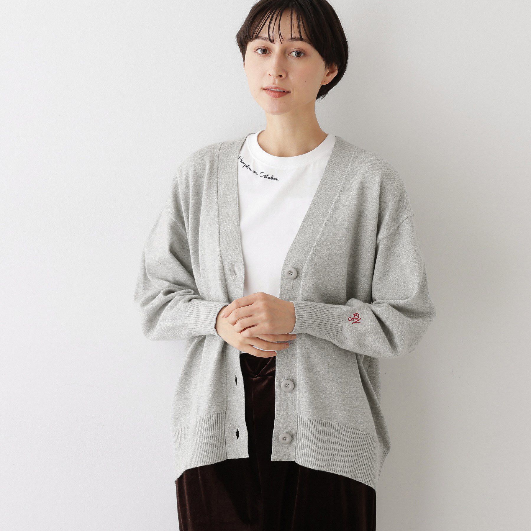 Dessin「【洗える】ジャカード編みVネックカーディガン」|カーディガン|