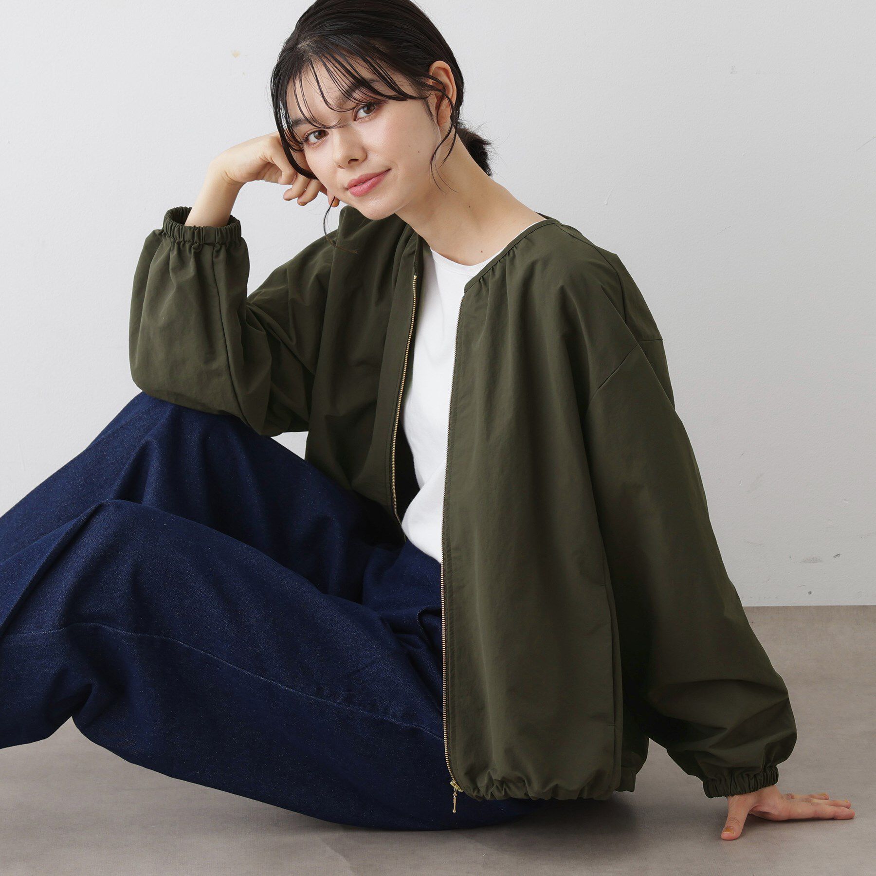 Dessin「【撥水・洗える】クルーネックブルゾン」|ブルゾン・スタジャン|ブラウン(043)