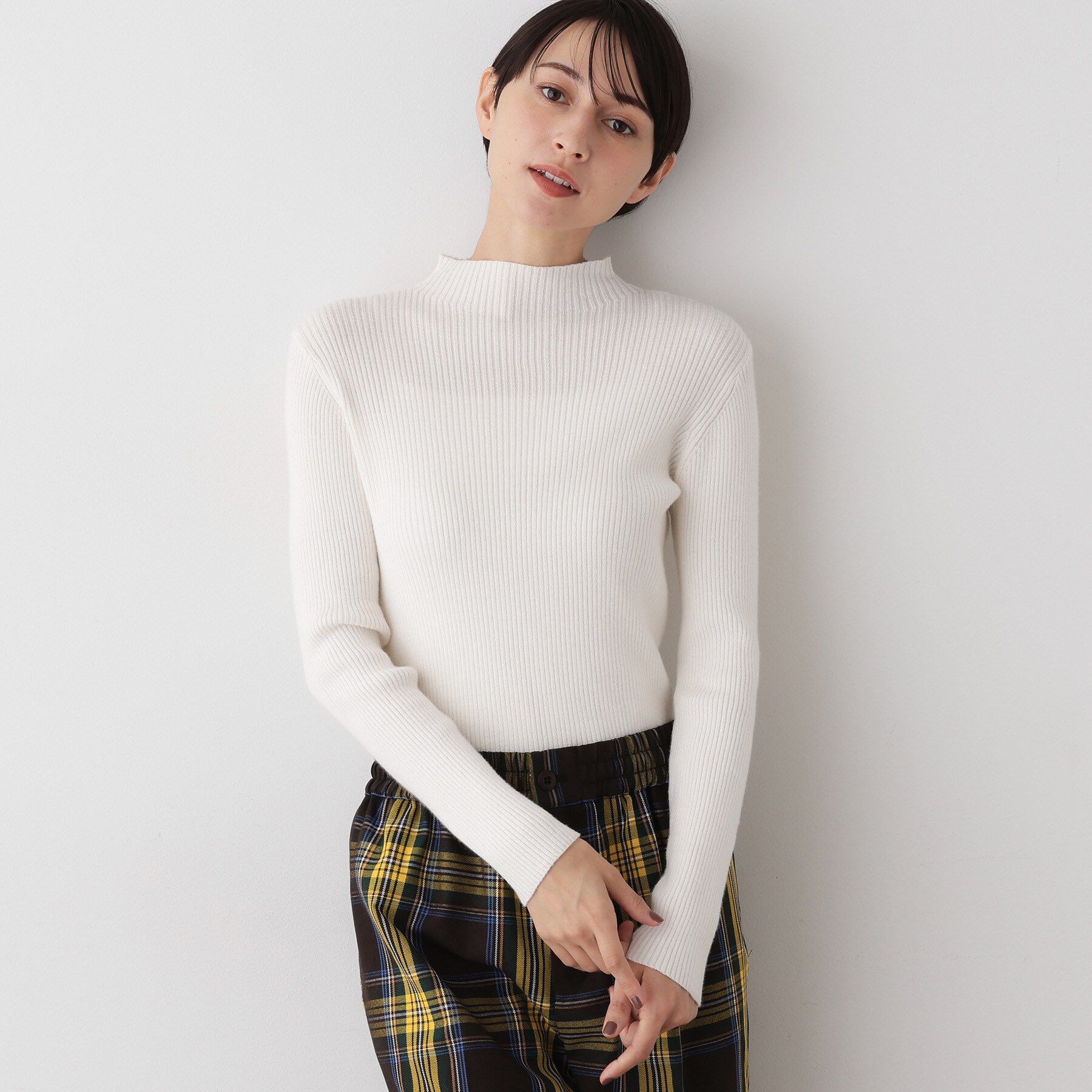 Dessin「【洗える】リブタートルネックニット」|ニット・セーター|ホワイト(002)