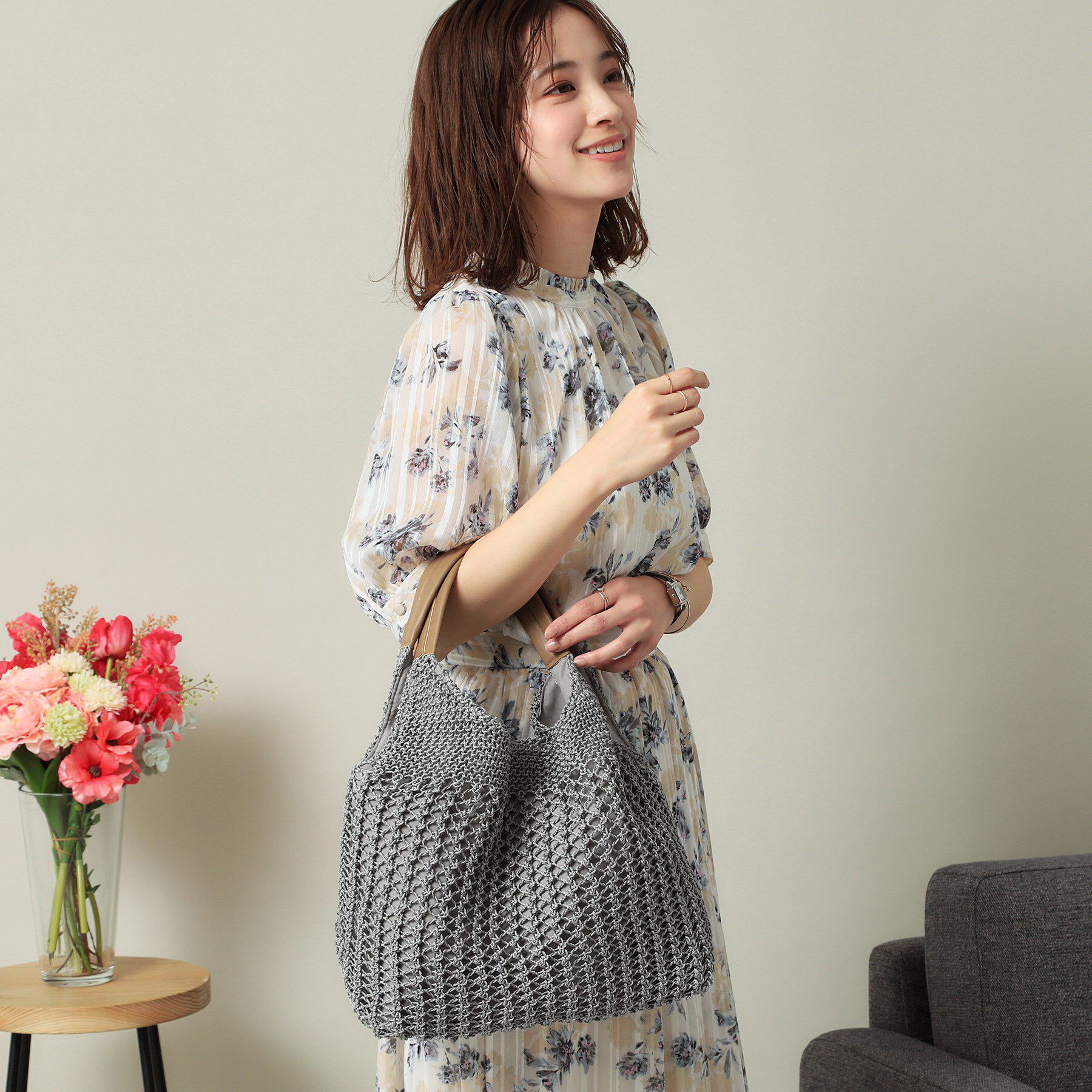 ITS&rsquo;DEMO「コード編みラウンドトート」|トートバッグ|