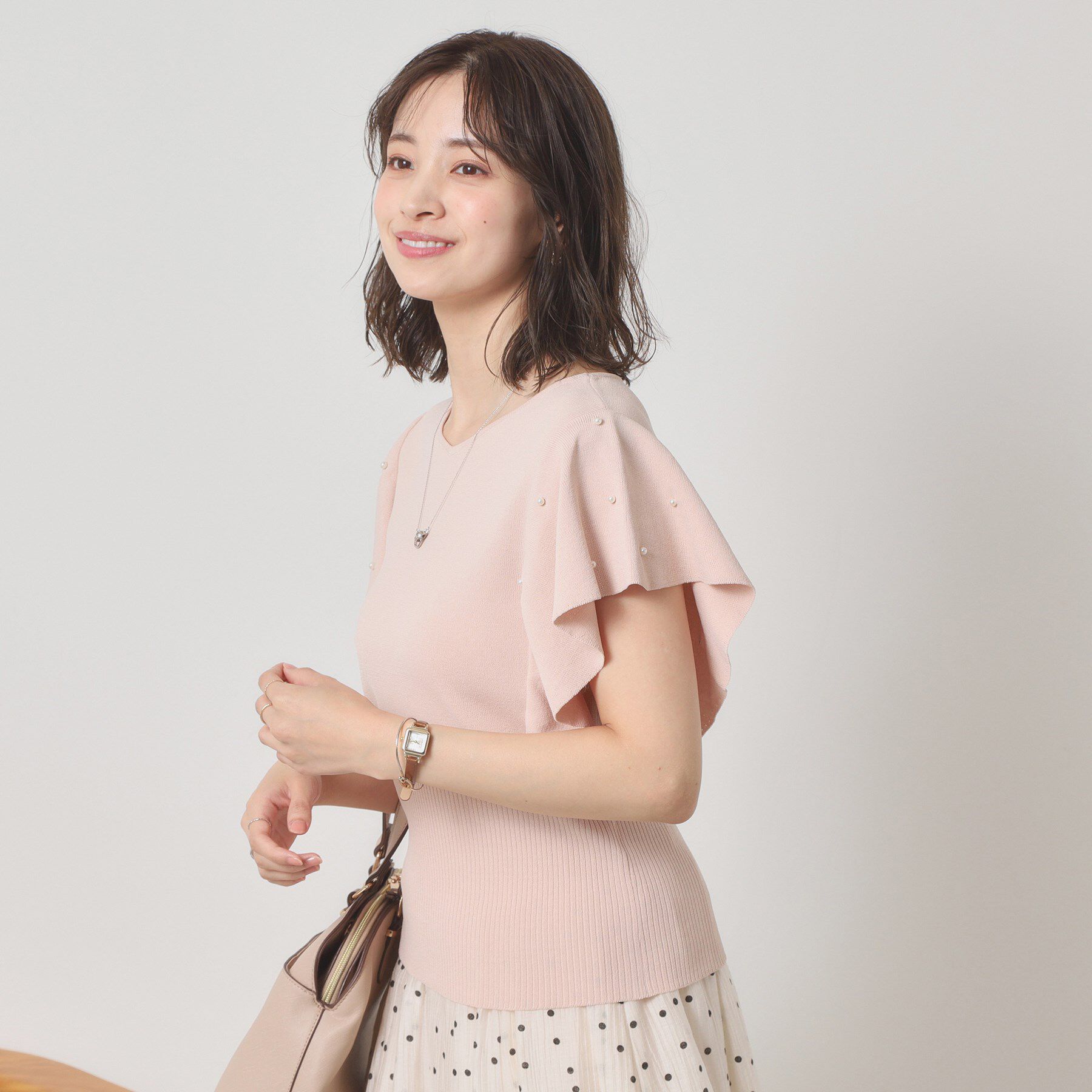 ITS&rsquo;DEMO「【さらりタッチ／手洗い可】パール調フレア袖ニット」|ニット・セーター|