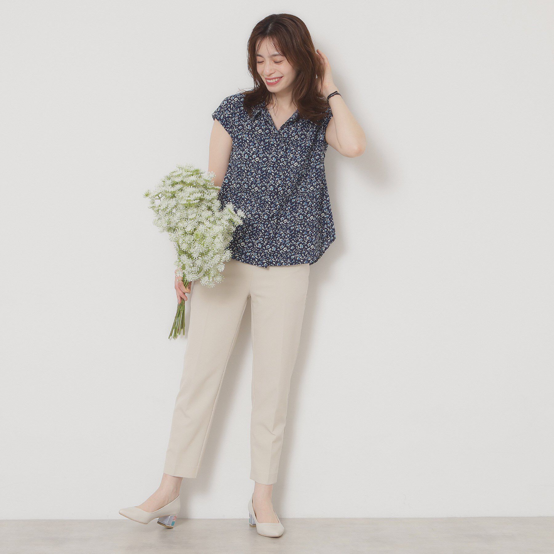 ITS&rsquo;DEMO「【洗濯機OK】シャーリング小花ブラウス」|シャツ・ブラウス|