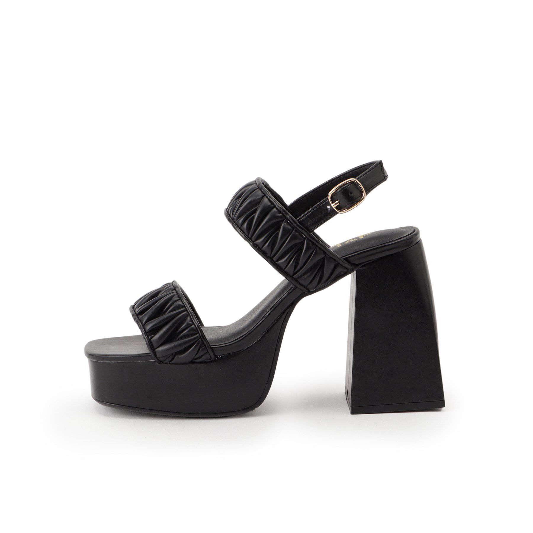 csT&P「ギャザーダブルベルト チャンキーヒールサンダル」|サンダル|