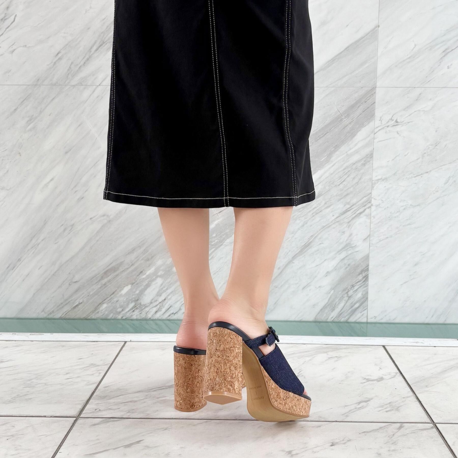 ESPERANZA「ミニバックルコルクヒールミュール」|サンダル|